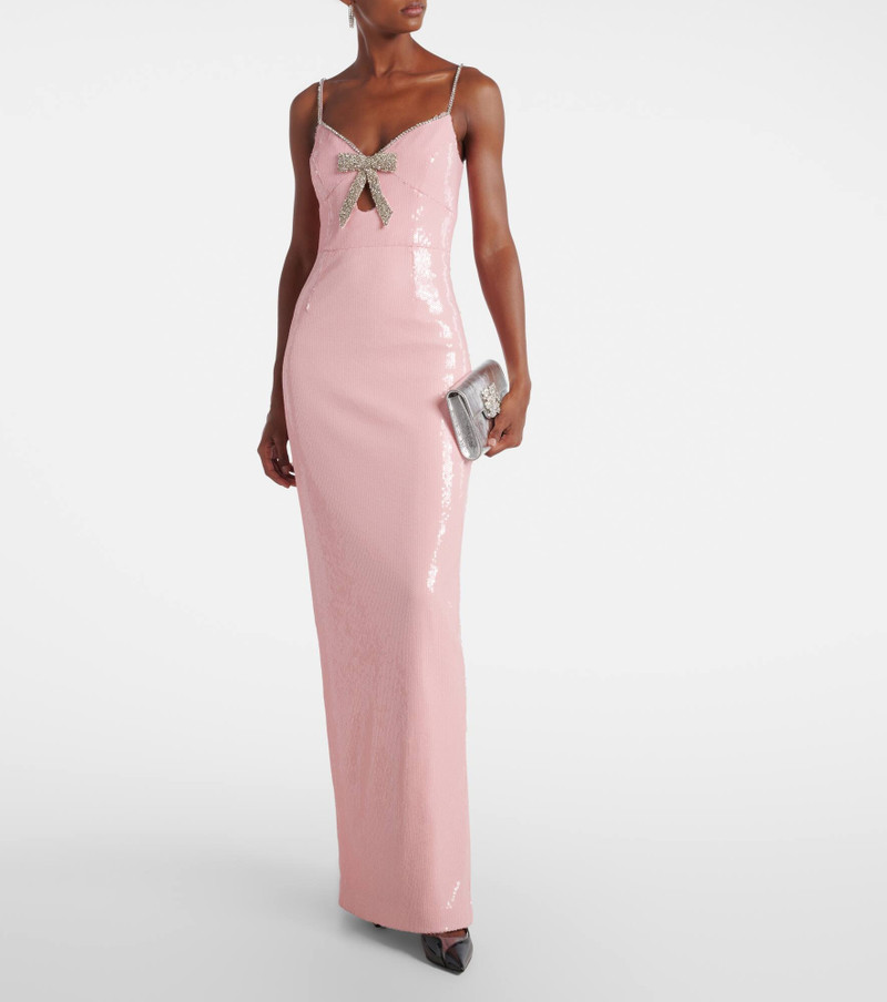 REBECCA VALLANCE Lena bow-detail sequined gown outlook