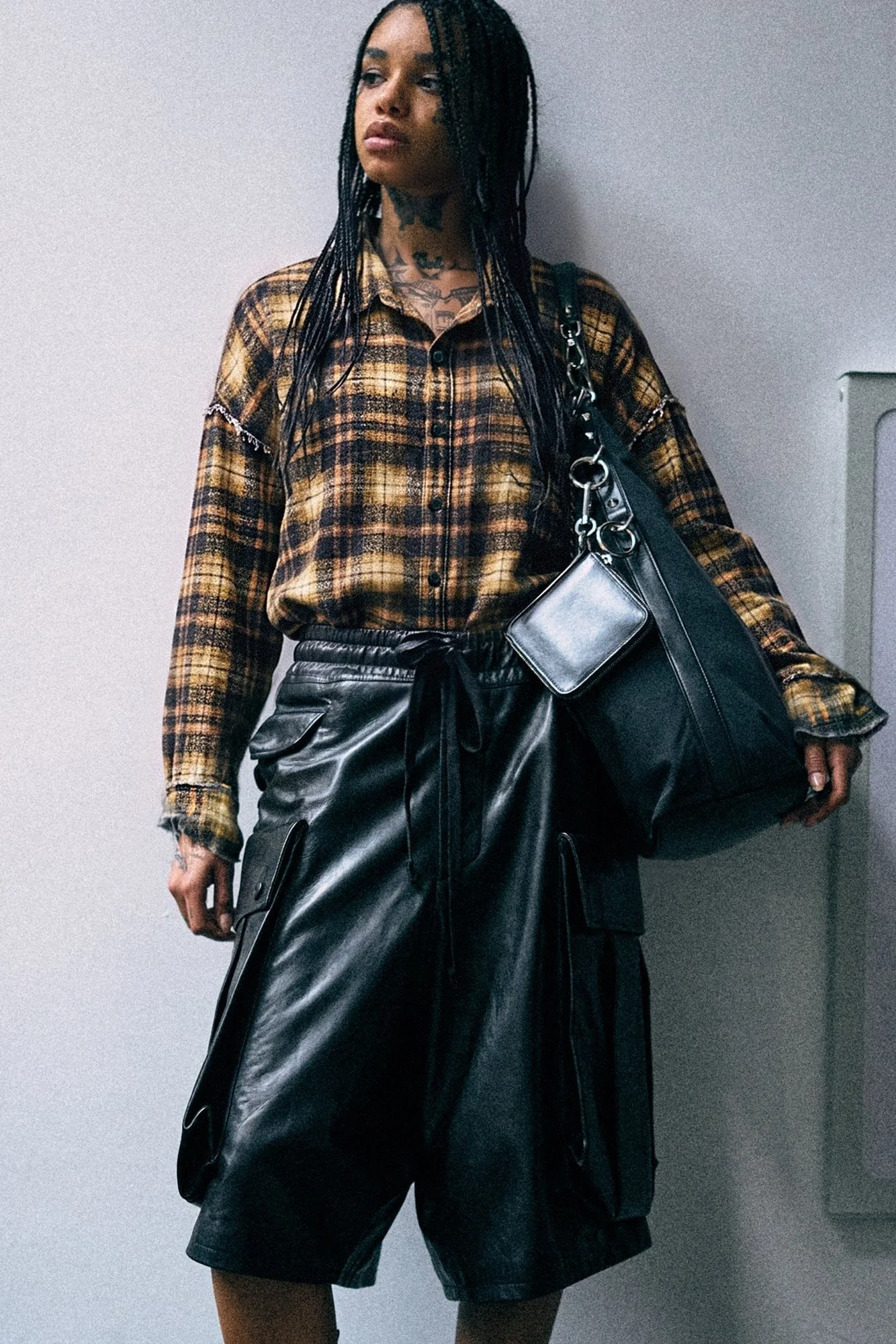 Shredded Seam Drop Neck Shirt - 1