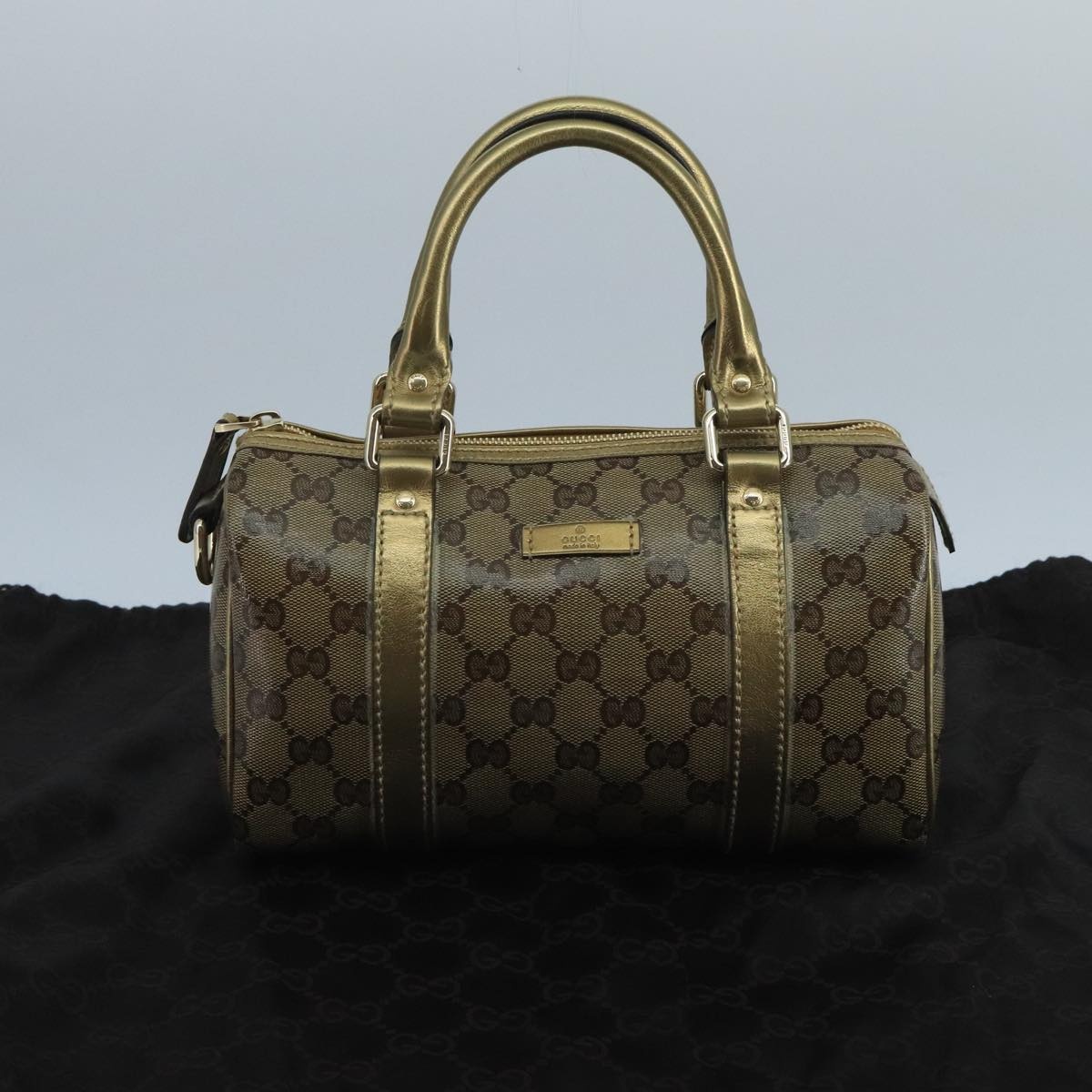 GUCCI GG Crystal Hand Bag Coated Canvas Brown Gold - 12