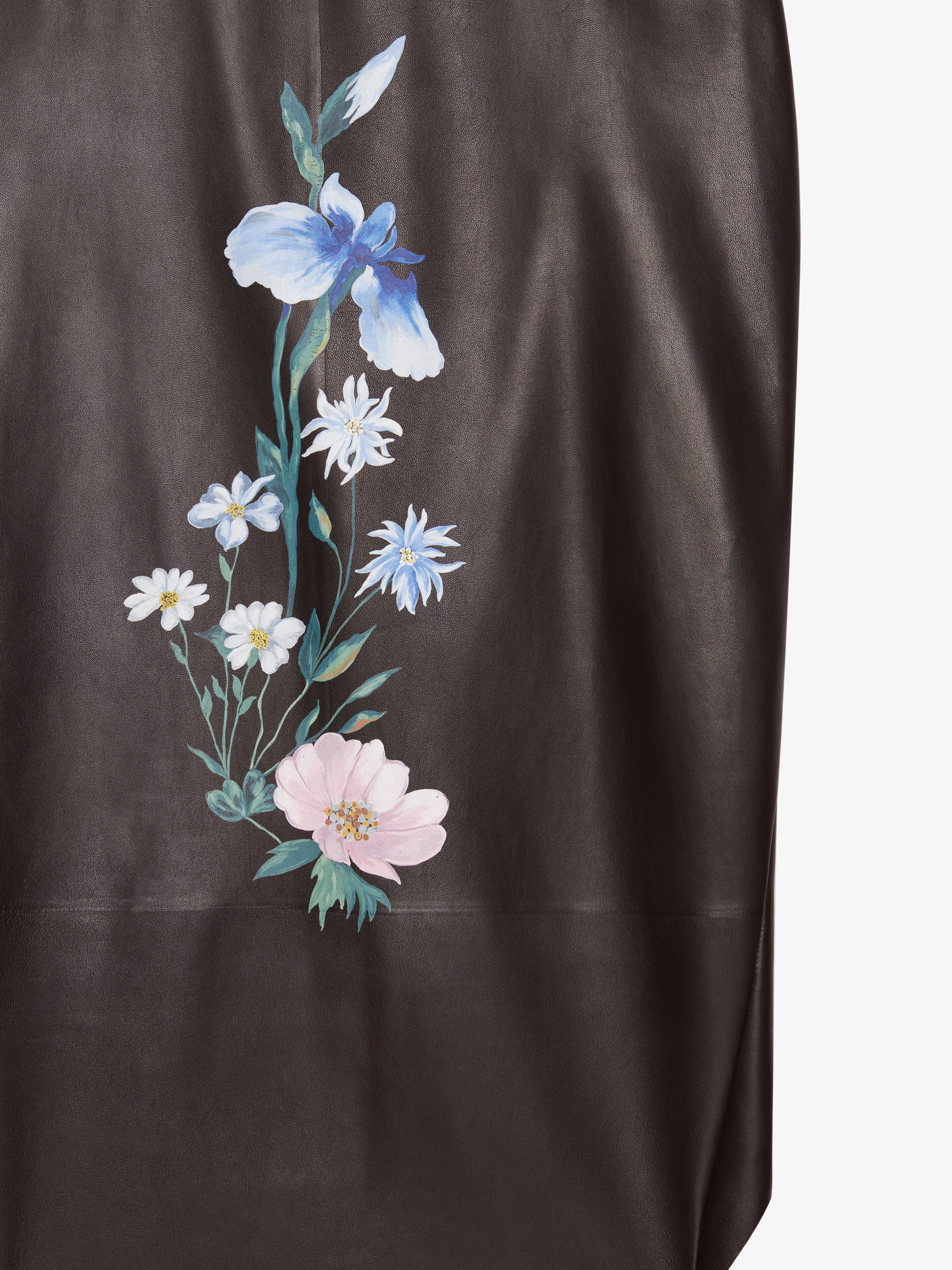 ASYMMETRIC PRINTED SKIRT IN LEATHER - 5