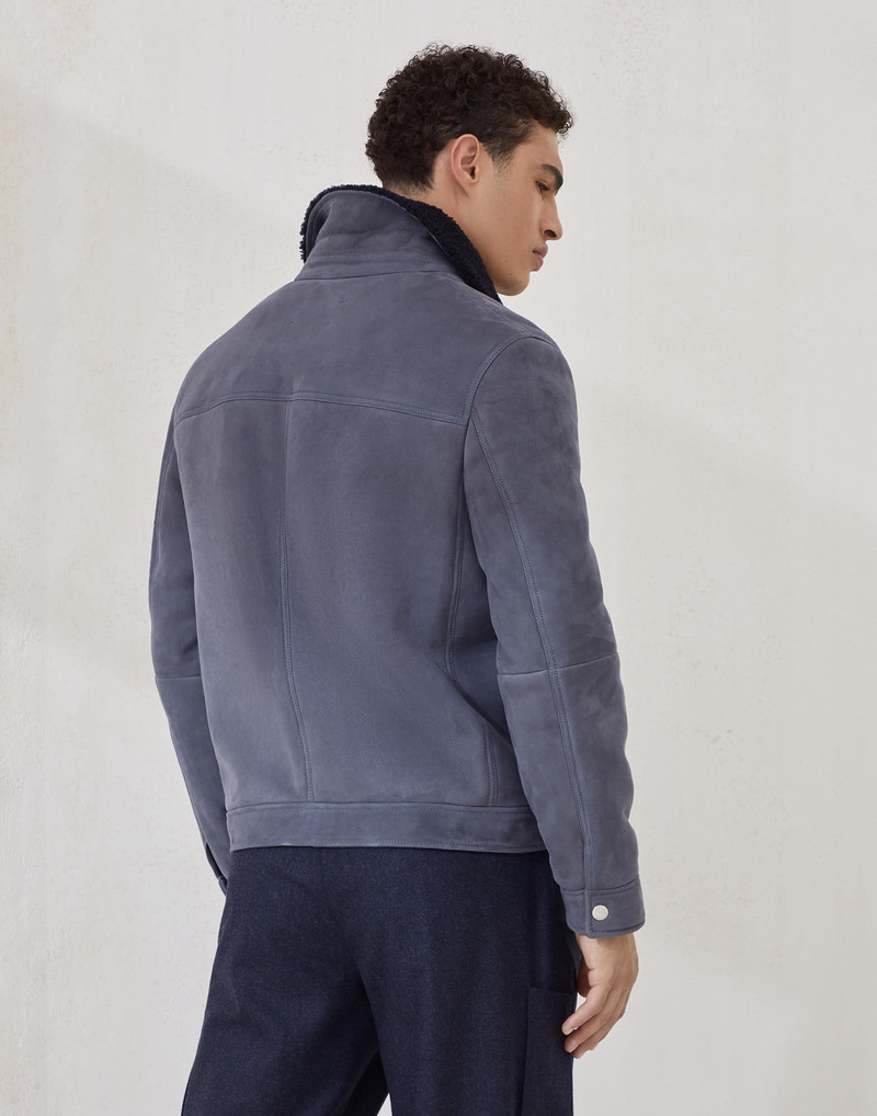 Brunello Cucinelli Suede curly shearling four-pocket jacket outlook