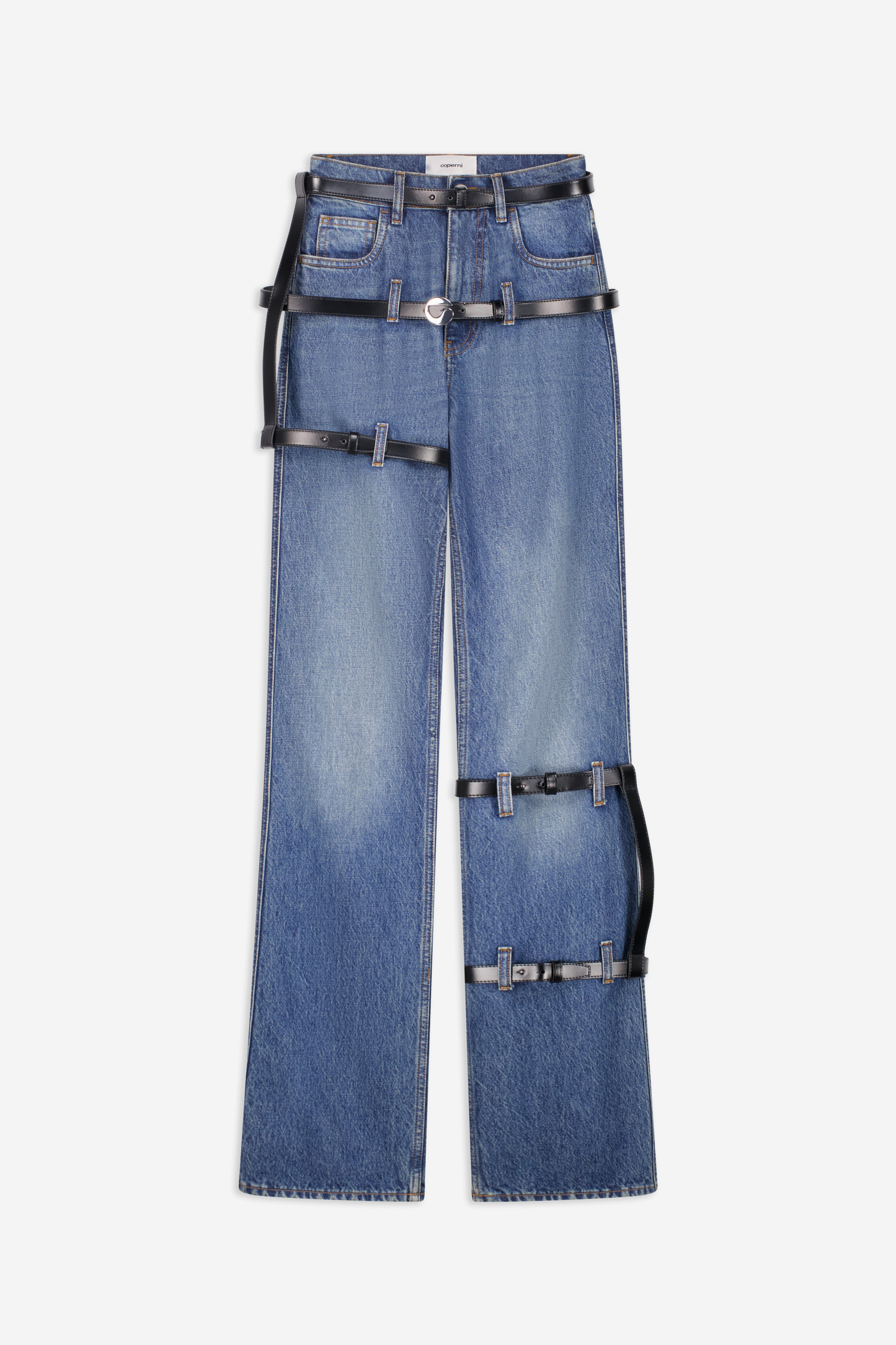 Multi Belt Denim Pants - 1