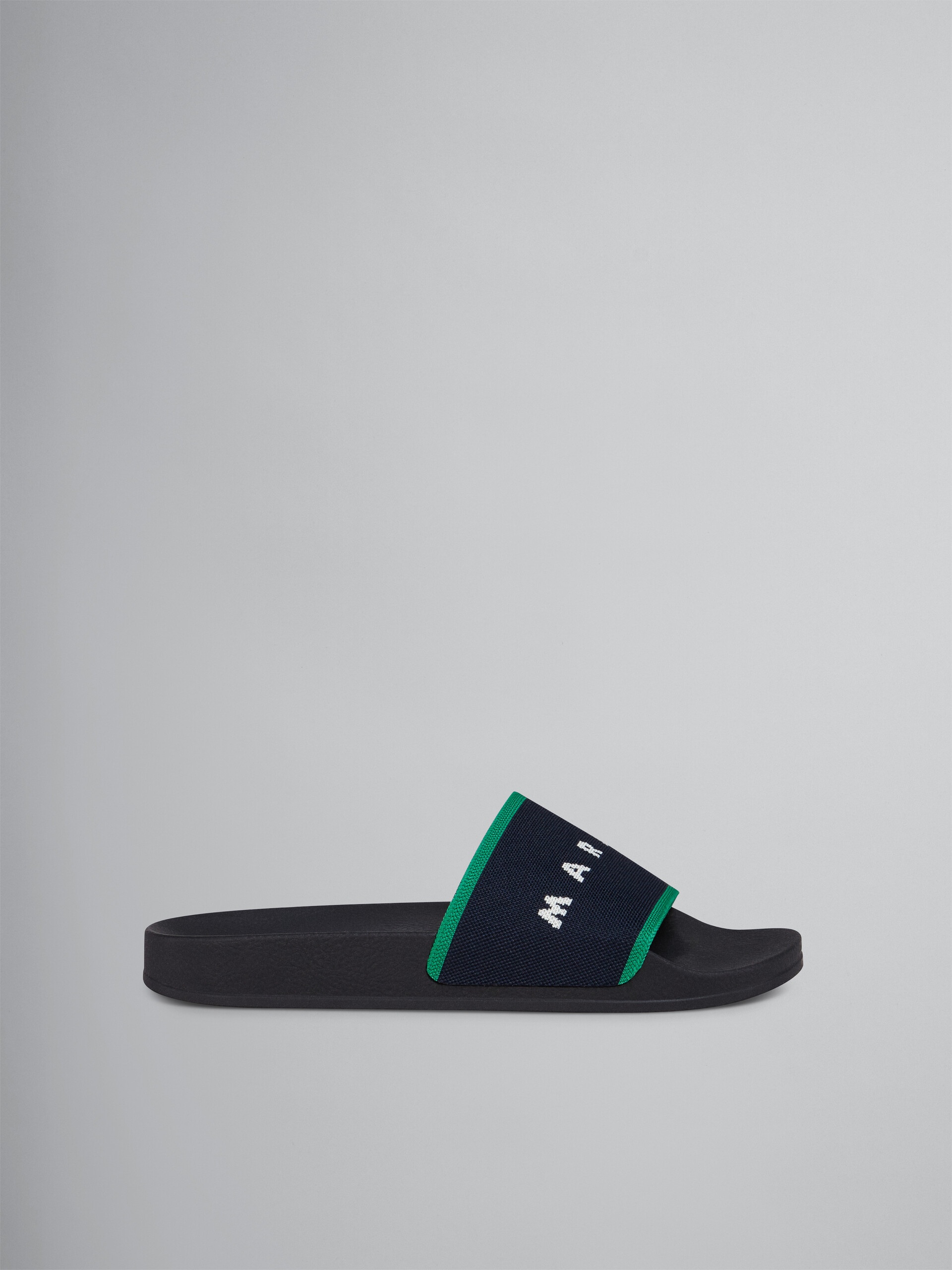 BLUEBLACK AND GREEN STRETCH LOGO JACQUARD SLIDE - 1