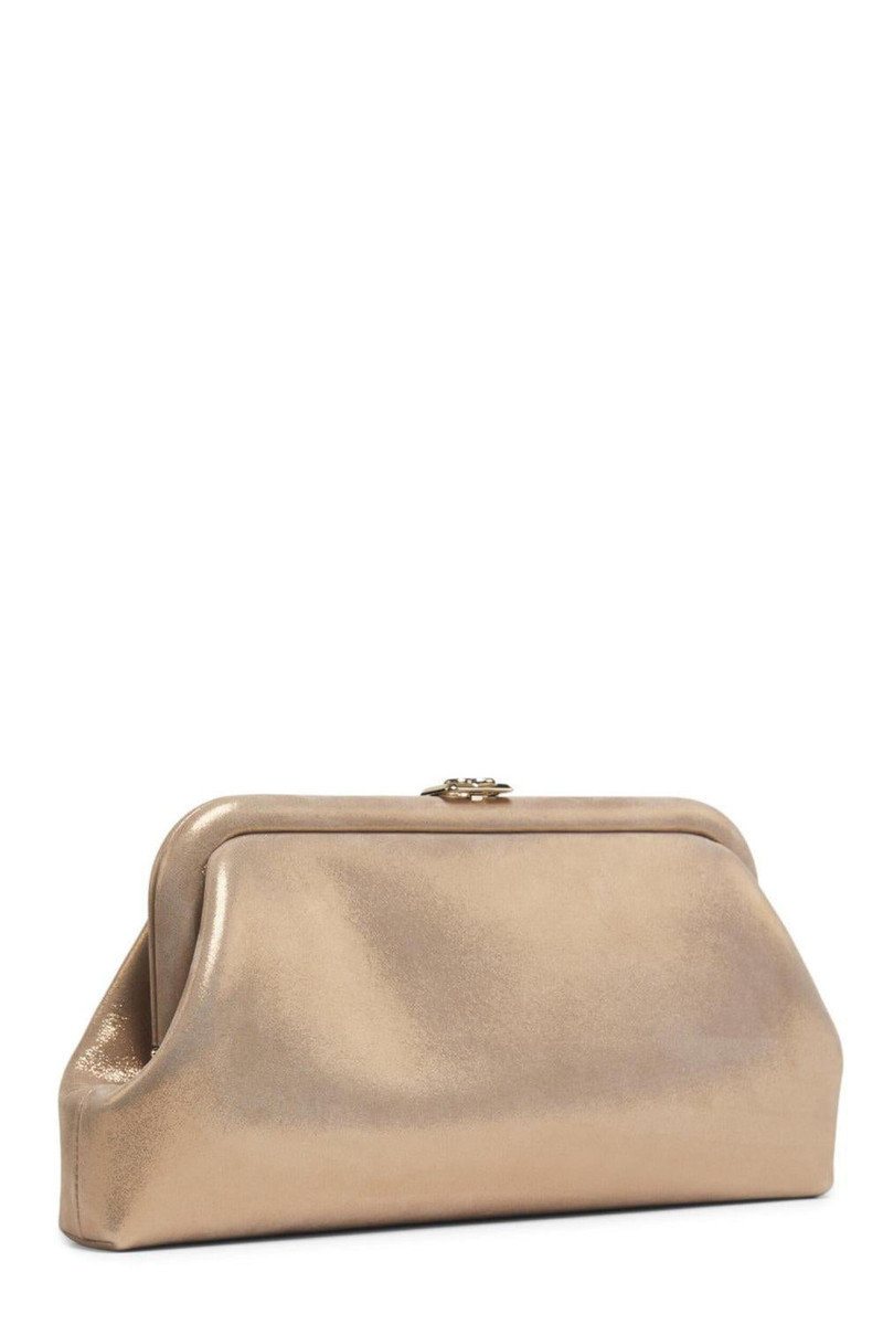 JIMMY CHOO Skylar Shimmer Clutch - Gold outlook