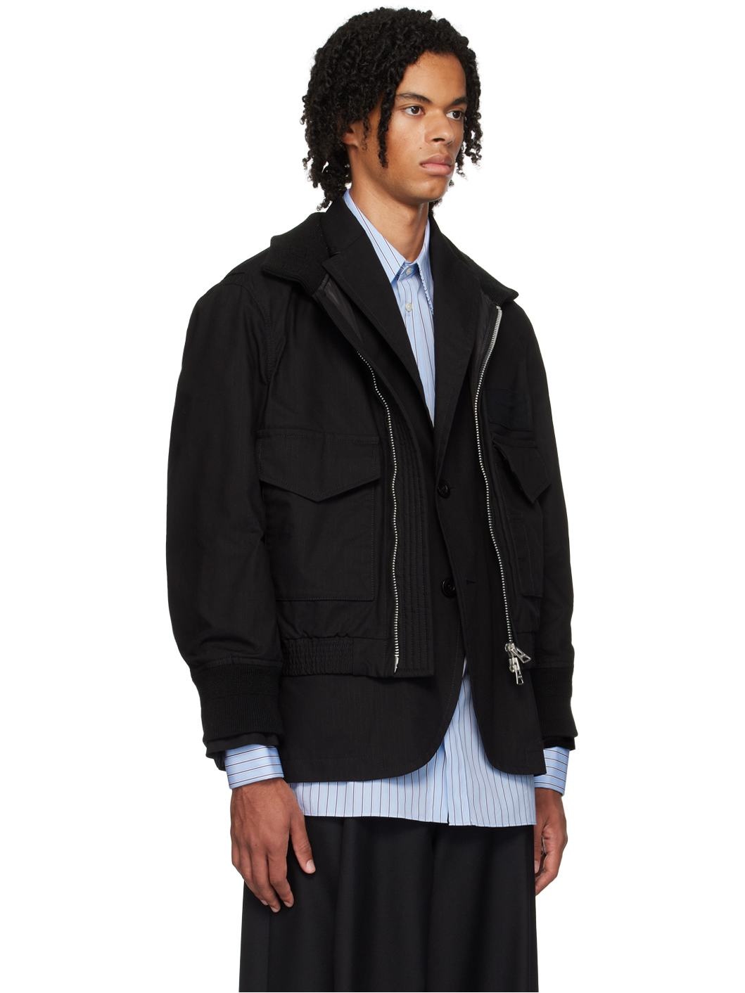 Black Flap Pocket Jacket - 2