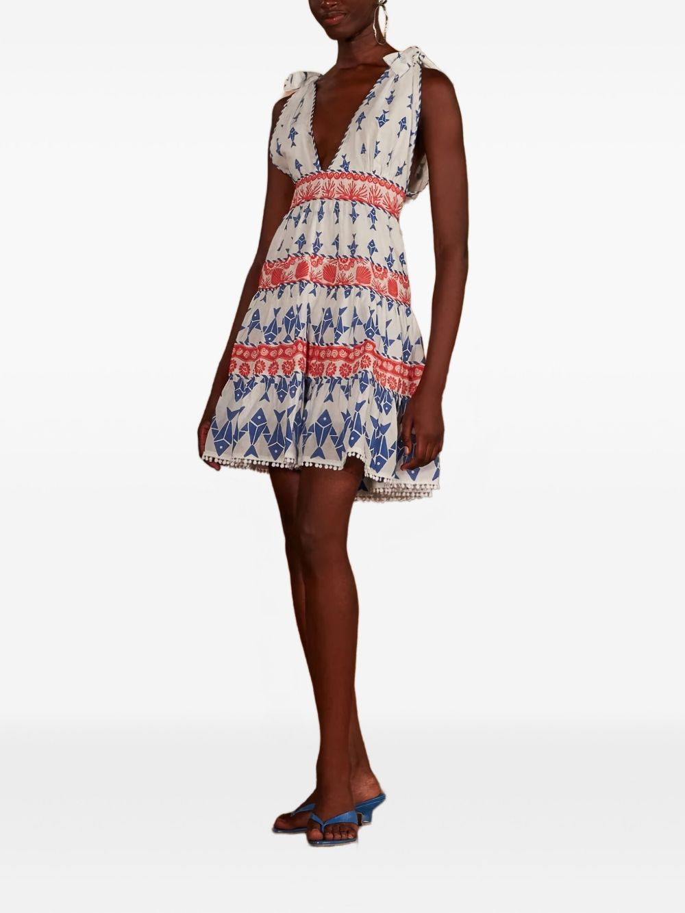 fish-print tiered-design mini dress - 1
