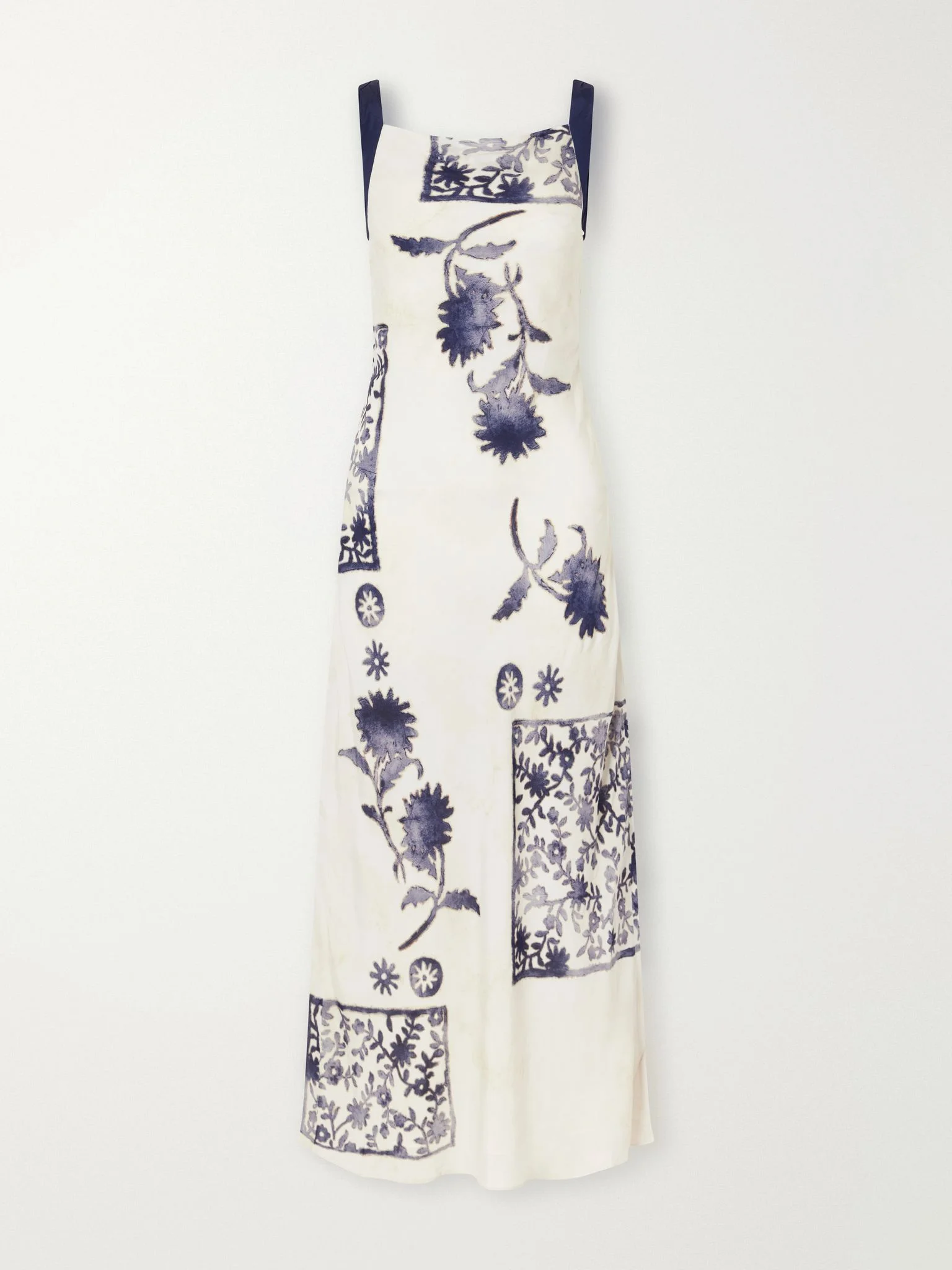 Phillipa twist-detailed floral-print satin maxi dress Cream - 1