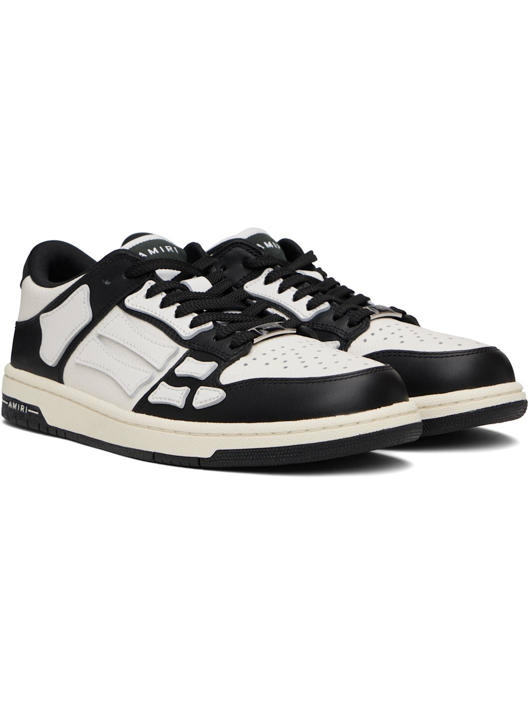 Black & White Skel Top Low Sneakers - 4