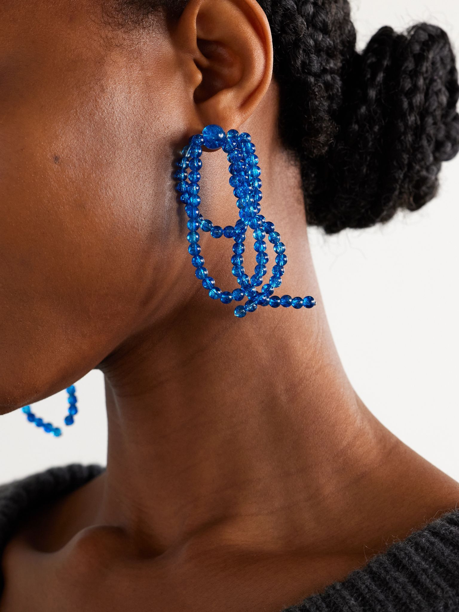 Recycled silver quartz earrings Blue - 2