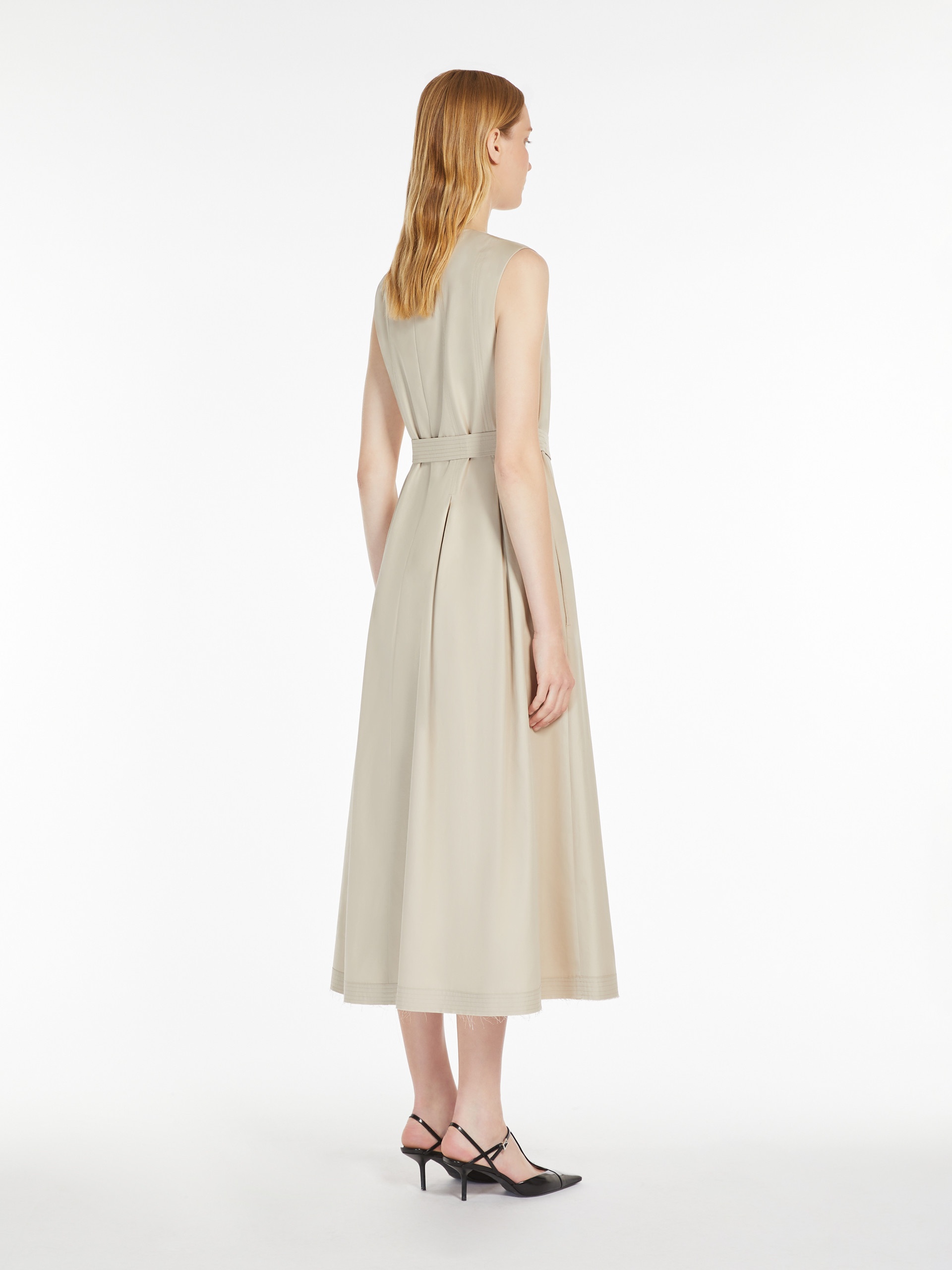 AMINA Sleeveless twill dress - 4