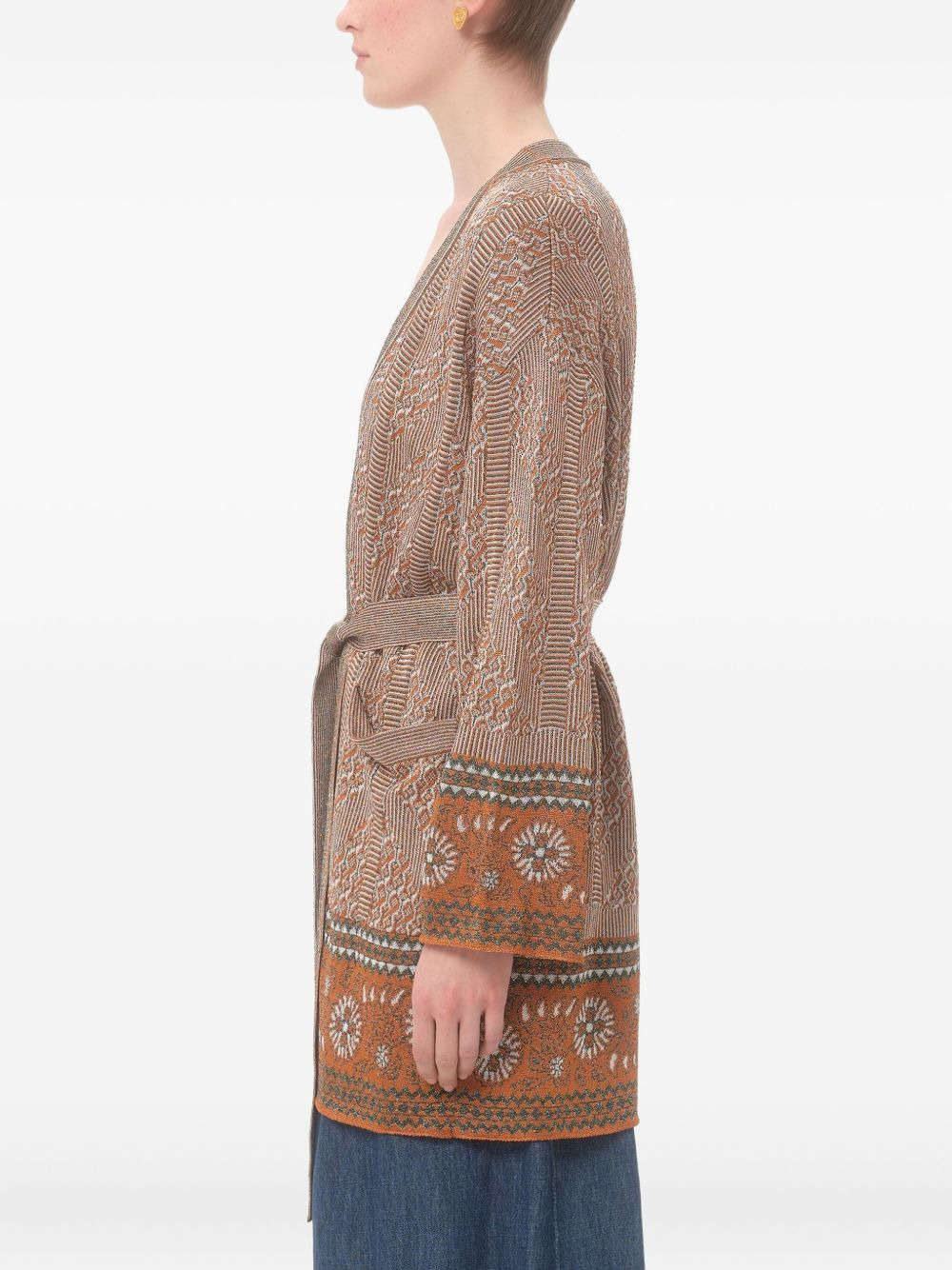 lurex jacquard cardigan - 4
