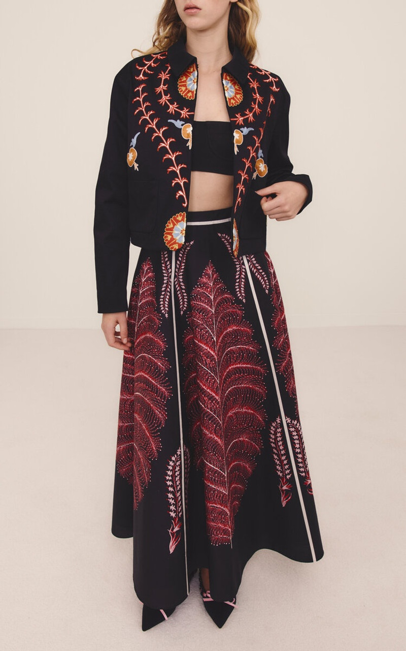 GIAMBATTISTA VALLI Printed Silk Poplin Maxi Skirt multi outlook