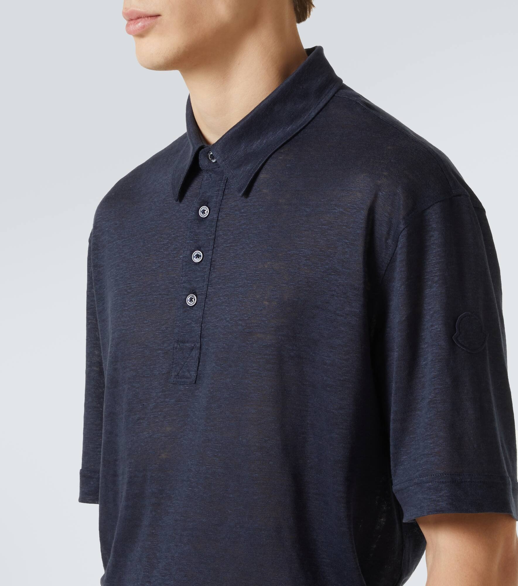 Logo linen polo shirt - 5