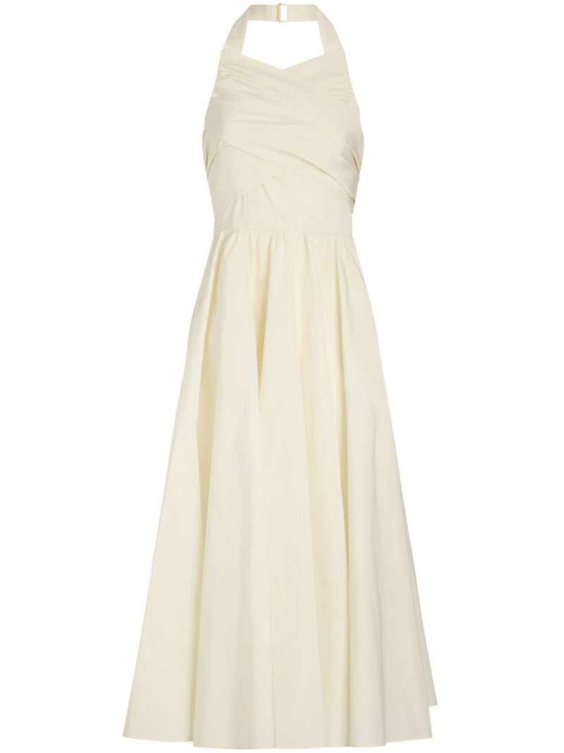 pleated recycled polyester halter neck dress - 1