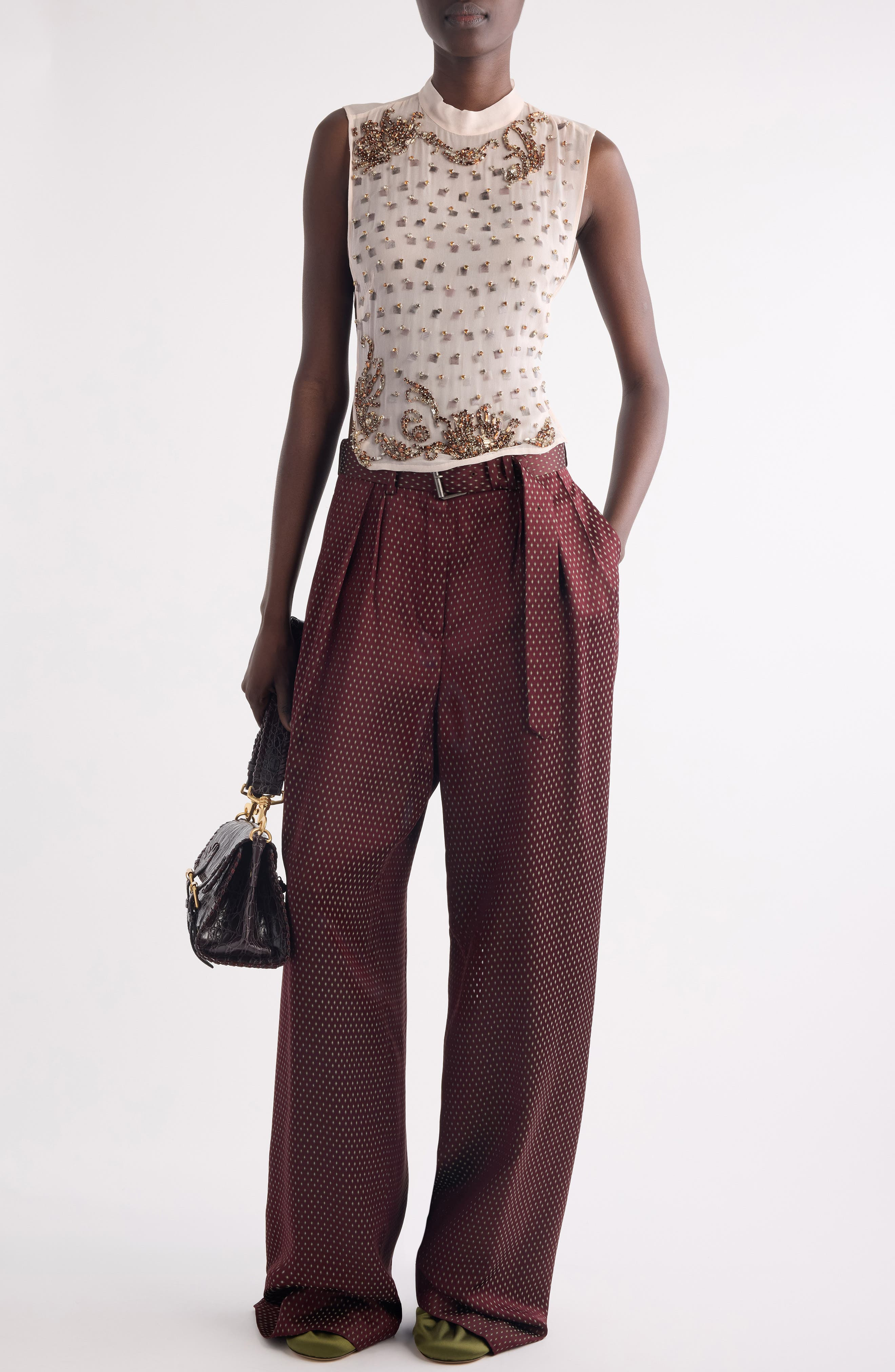 Dries Van Noten Carmasa Crystal Embellished Sleeveless Top in Blush at Nordstrom - 2