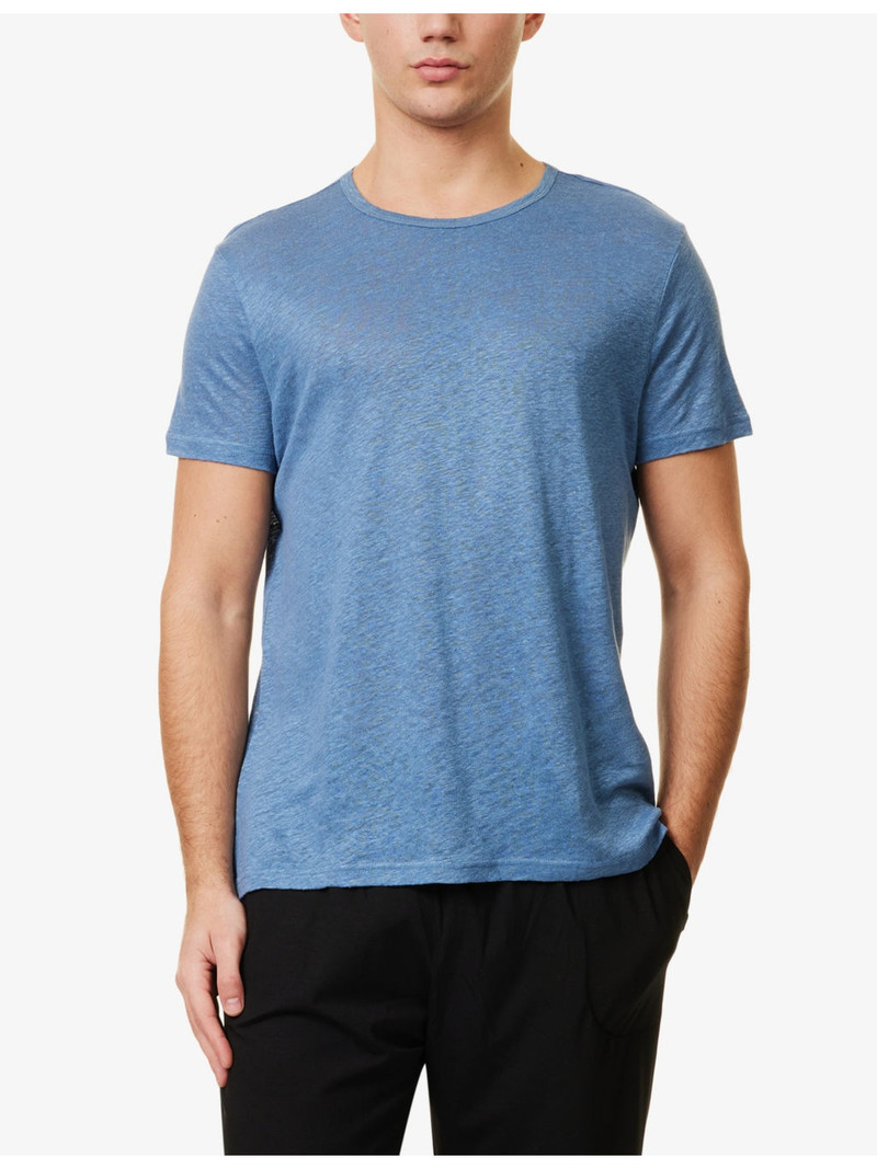 Derek Rose Jordan 1 crewneck short-sleeve linen T-shirt outlook