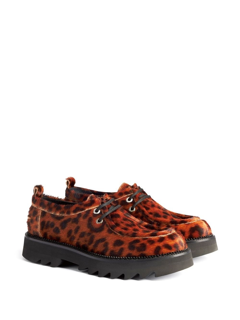 leopard-print lace-up platform shoes - 2