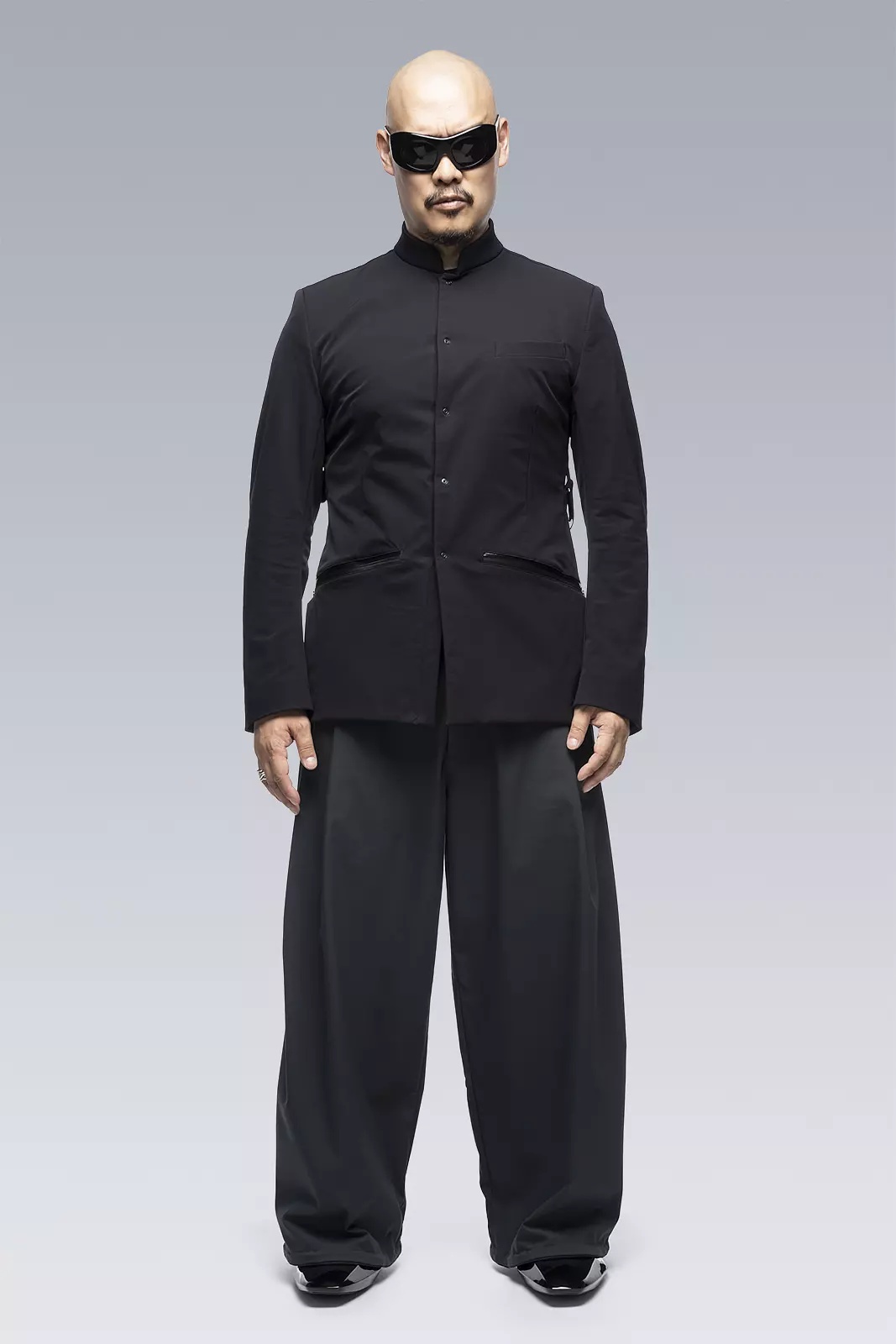 ACRONYM P48-CH Micro Twill Pleated Trouser Schwarzgrün | acronym |  REVERSIBLE