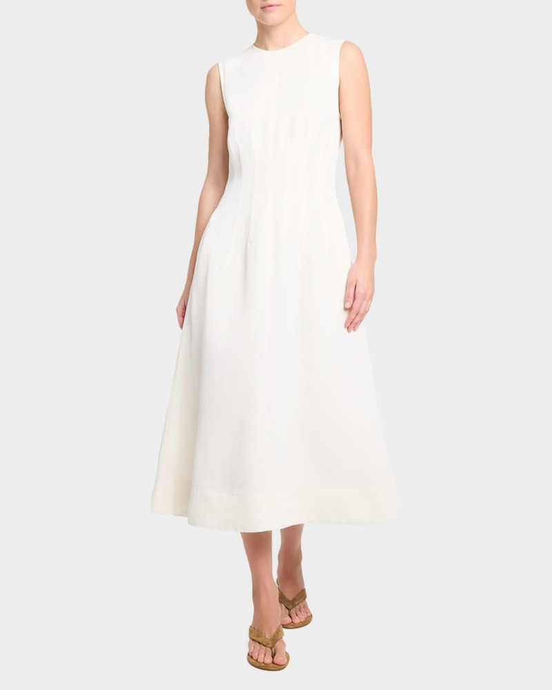 TWP Crewneck Linen-Blend Midi Dress outlook