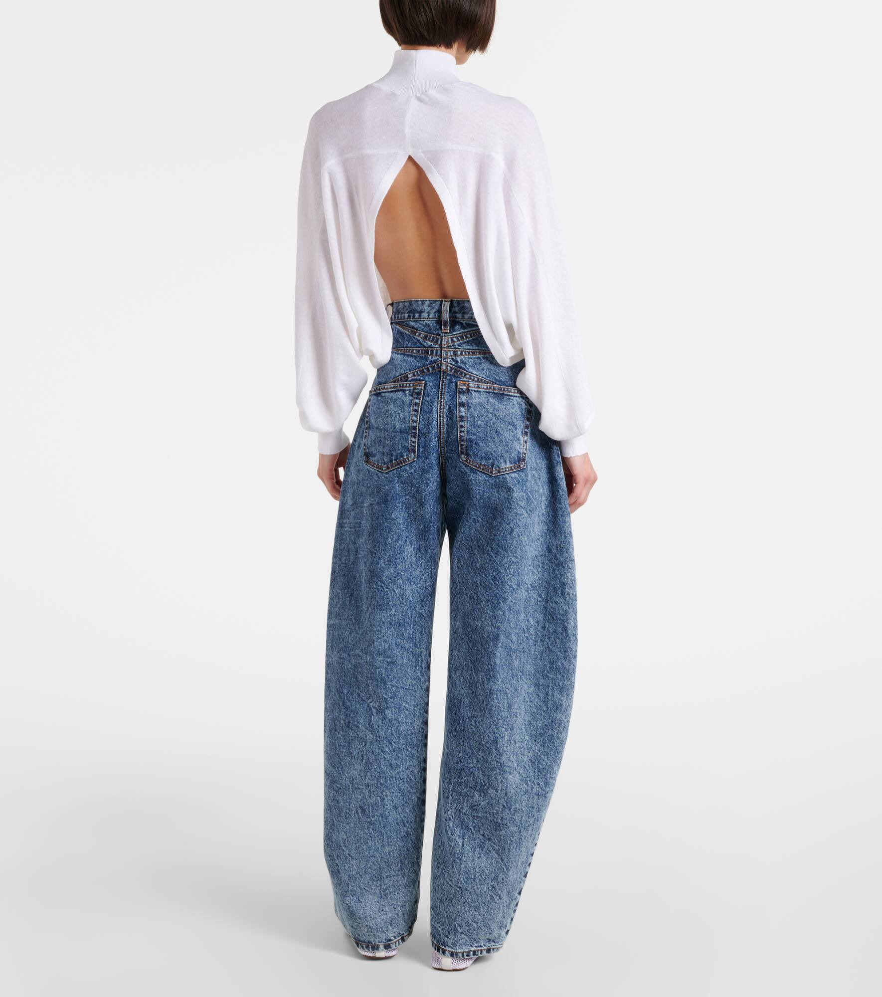 Cropped linen turtleneck sweater - 3