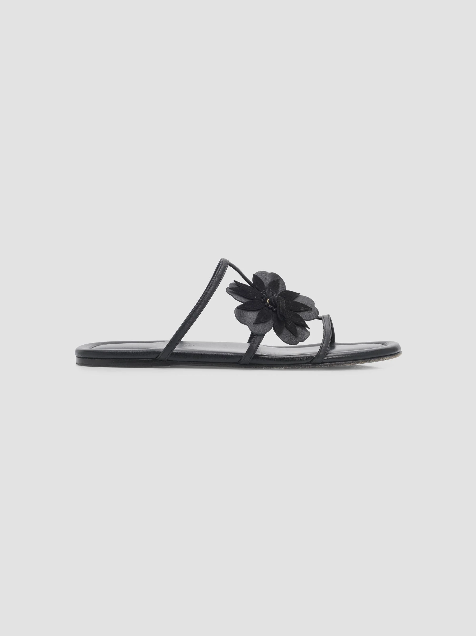 Women's Belara Flower-Appliqué Leather Sandals - Black - 1