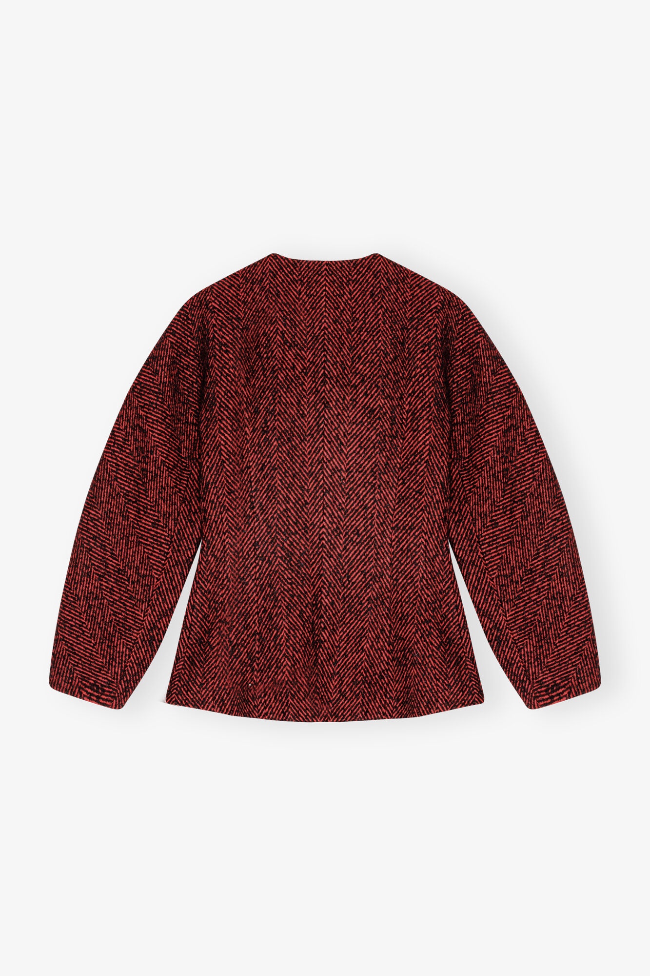 RED HERRINGBONE WOOL CURVE SLEEVE BLAZER - 6