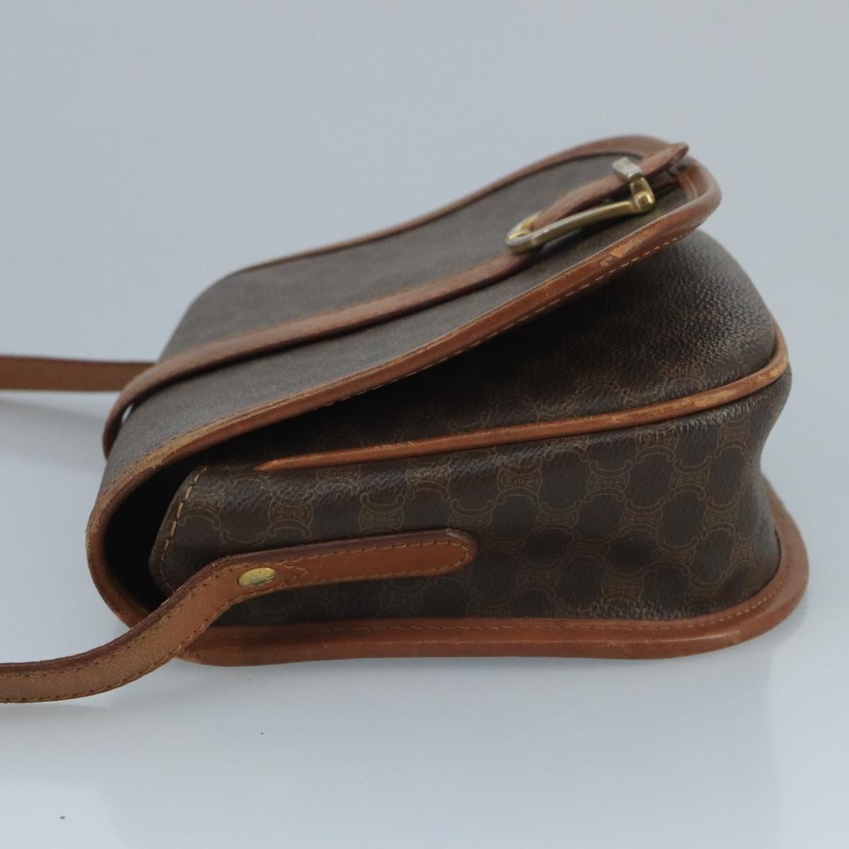 CELINE Macadam Canvas Shoulder Bag Pvc Leather Brown - 4
