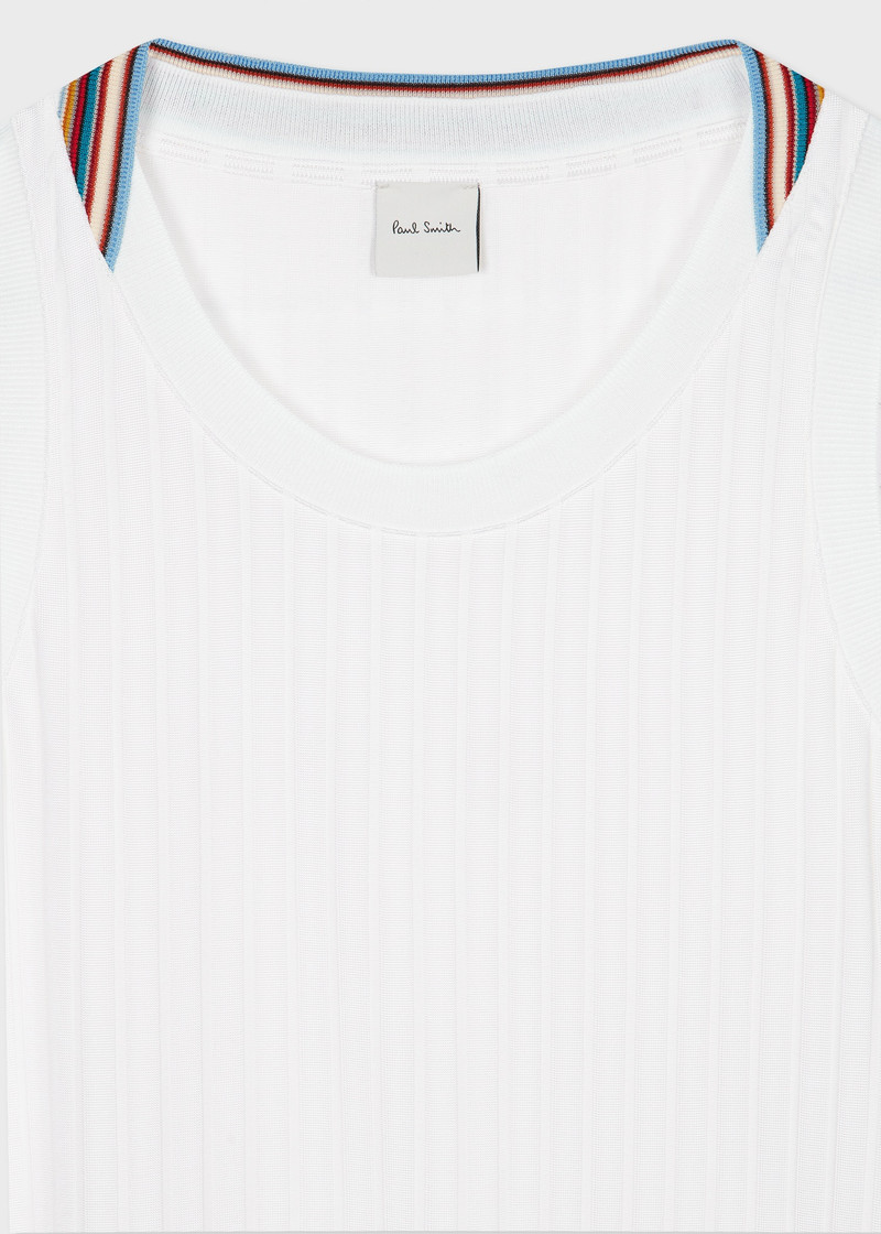 Paul Smith Women's White Viscose-Blend 'Signature Stripe' Collar Vest Top outlook