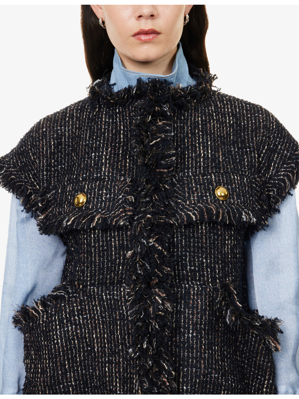 Fringed Sleeveless Wool-Blend Jacket - 5