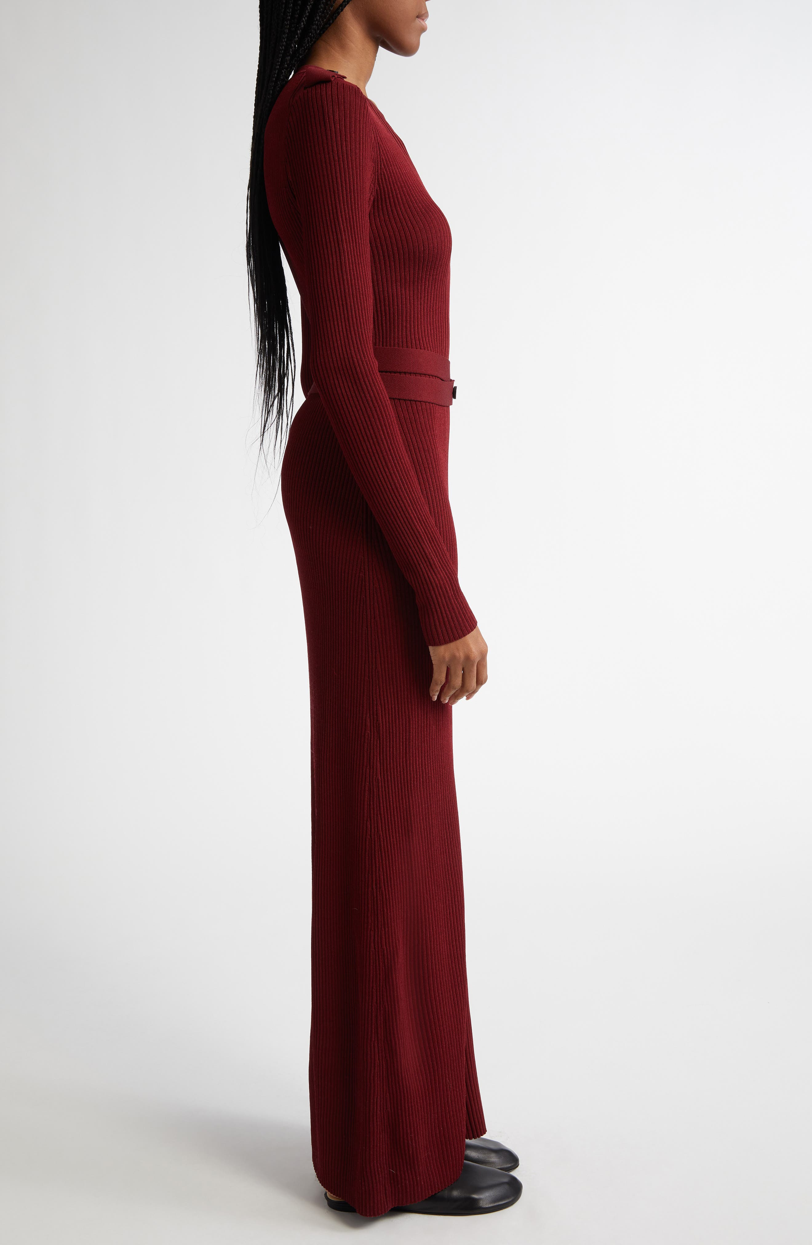 Proenza Schouler Lauryn Long Sleeve Rib Sweater Dress in Dark Red at Nordstrom - 3
