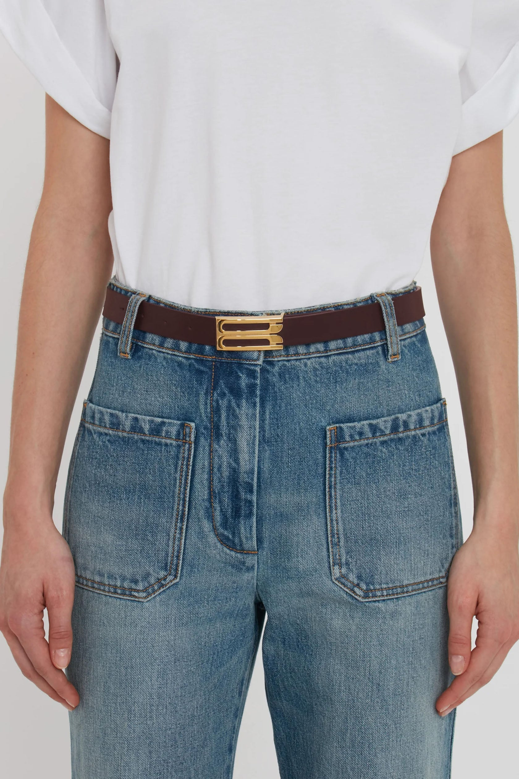Frame Belt In Burgundy Leather - 2