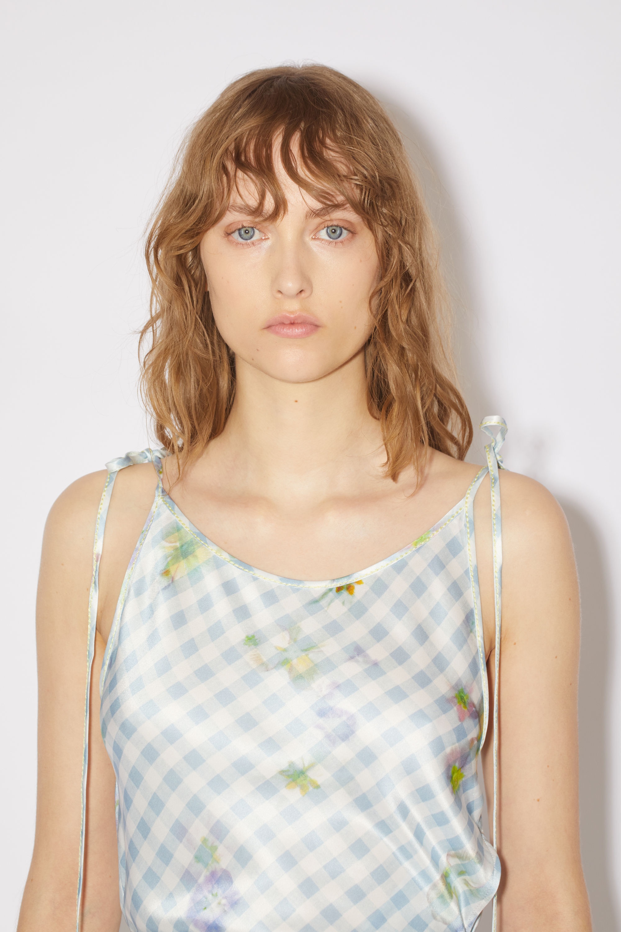 Printed satin dress - Light blue - 6