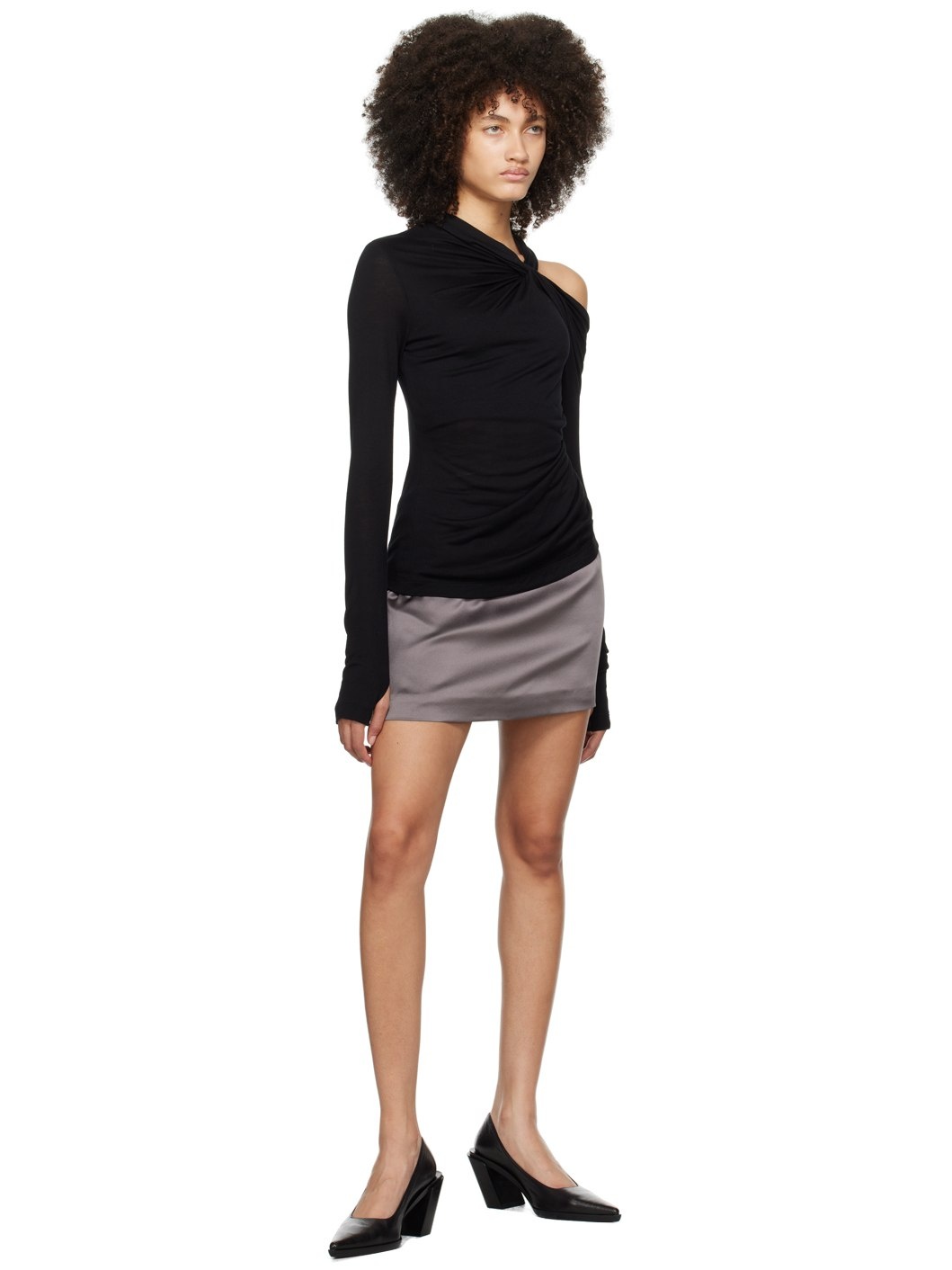 Gray Zip Miniskirt - 4