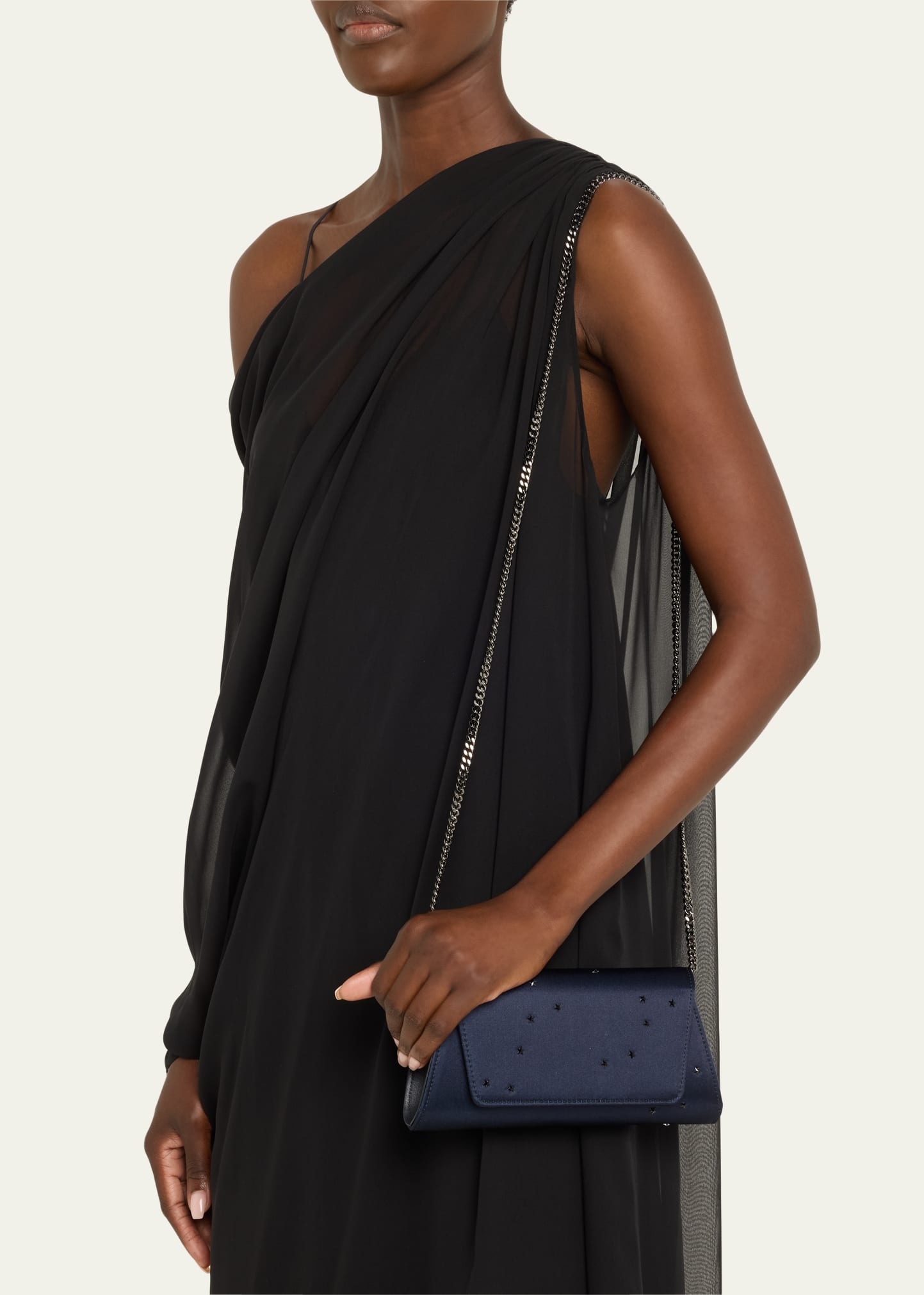 Anouk Small Star Embellished Satin Clutch Bag - 2