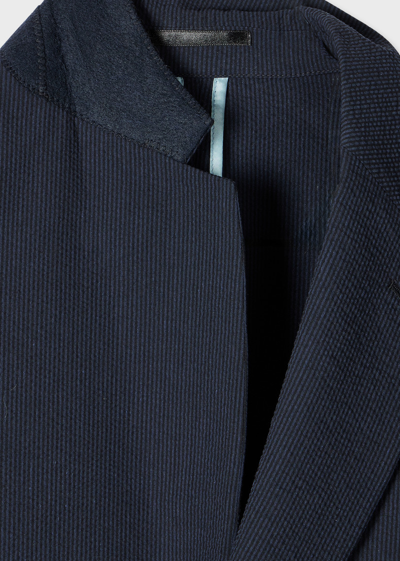 Paul Smith Navy Cotton-Blend Seersucker Stripe Blazer outlook