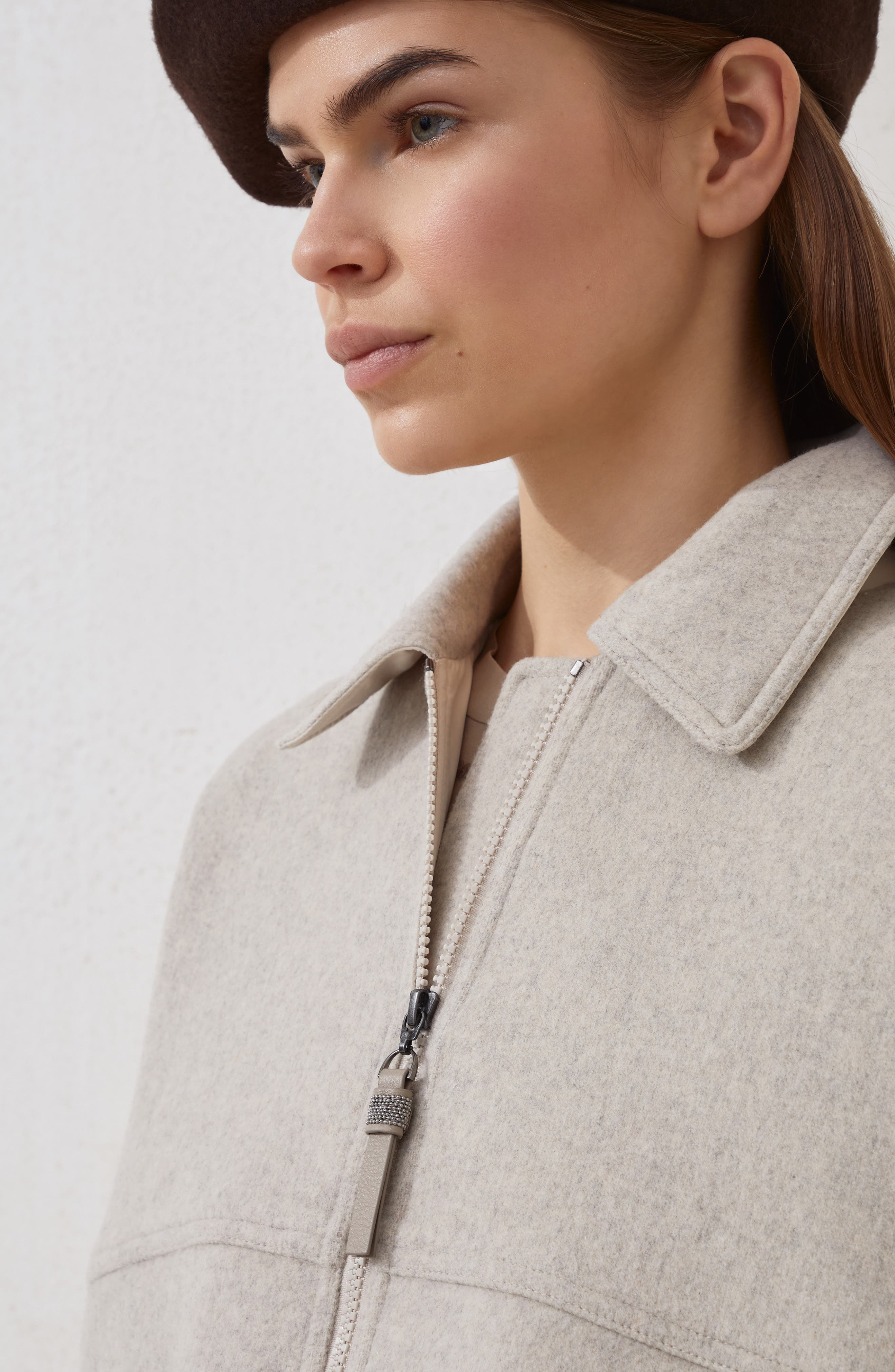 Brunello Cucinelli Double fabric bomber jacket in Cool Beige at Nordstrom - 4