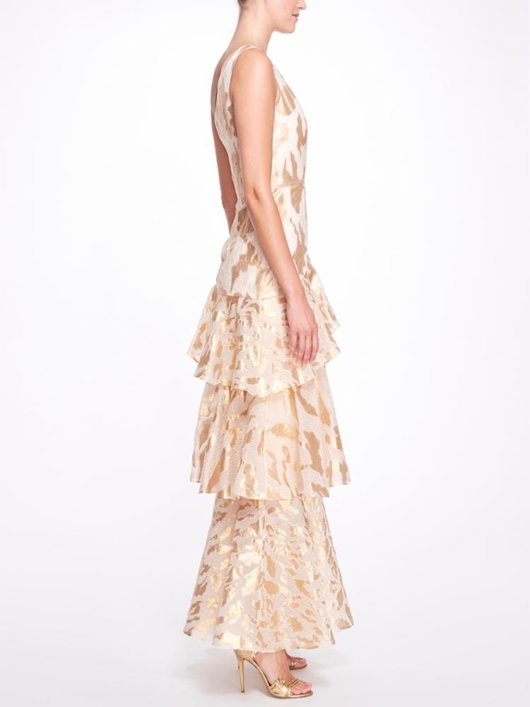 ONE SHOULDER ASYMMETRICAL TIERED GOWN - 3
