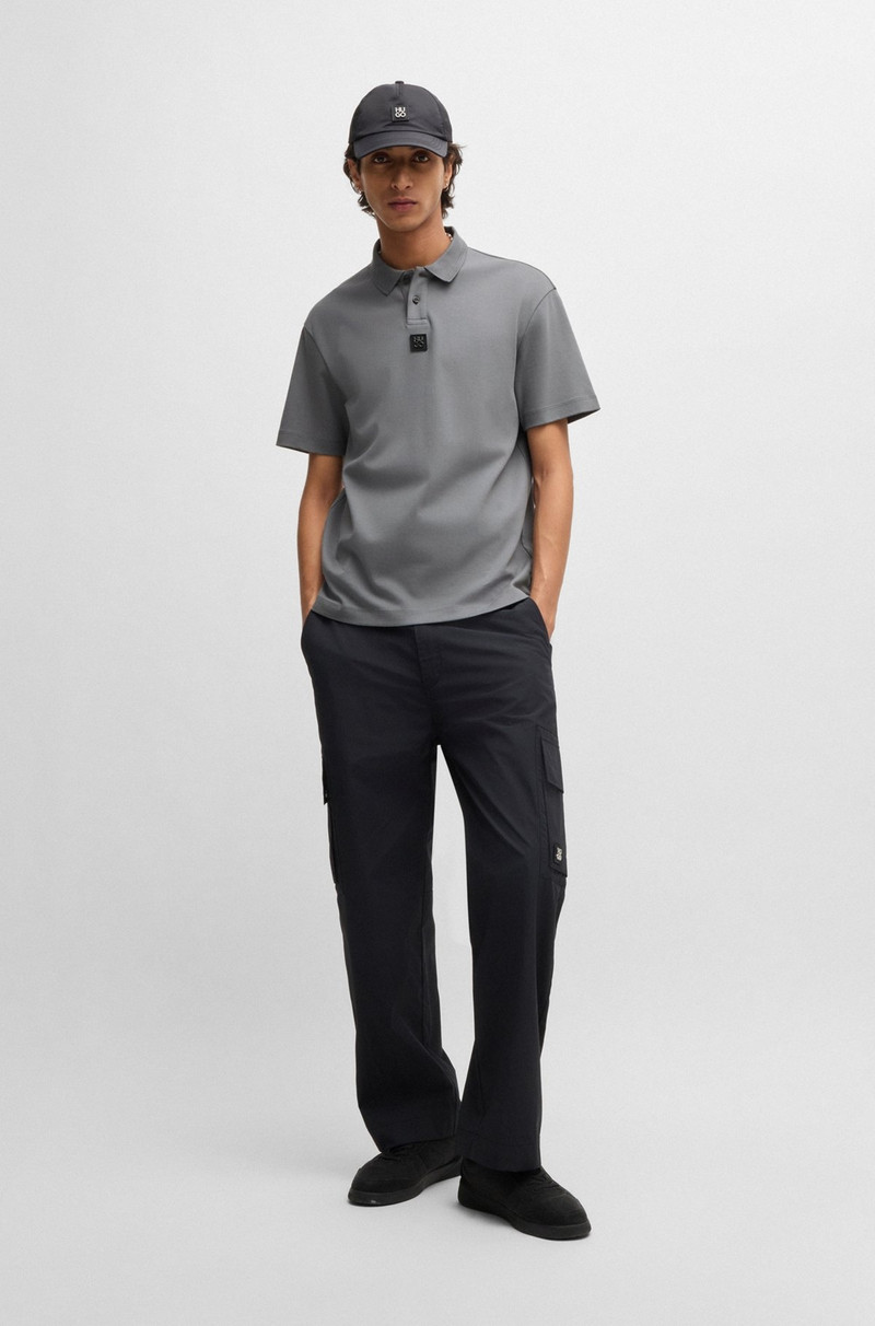 HUGO INTERLOCK-COTTON POLO SHIRT WITH STACKED LOGO outlook