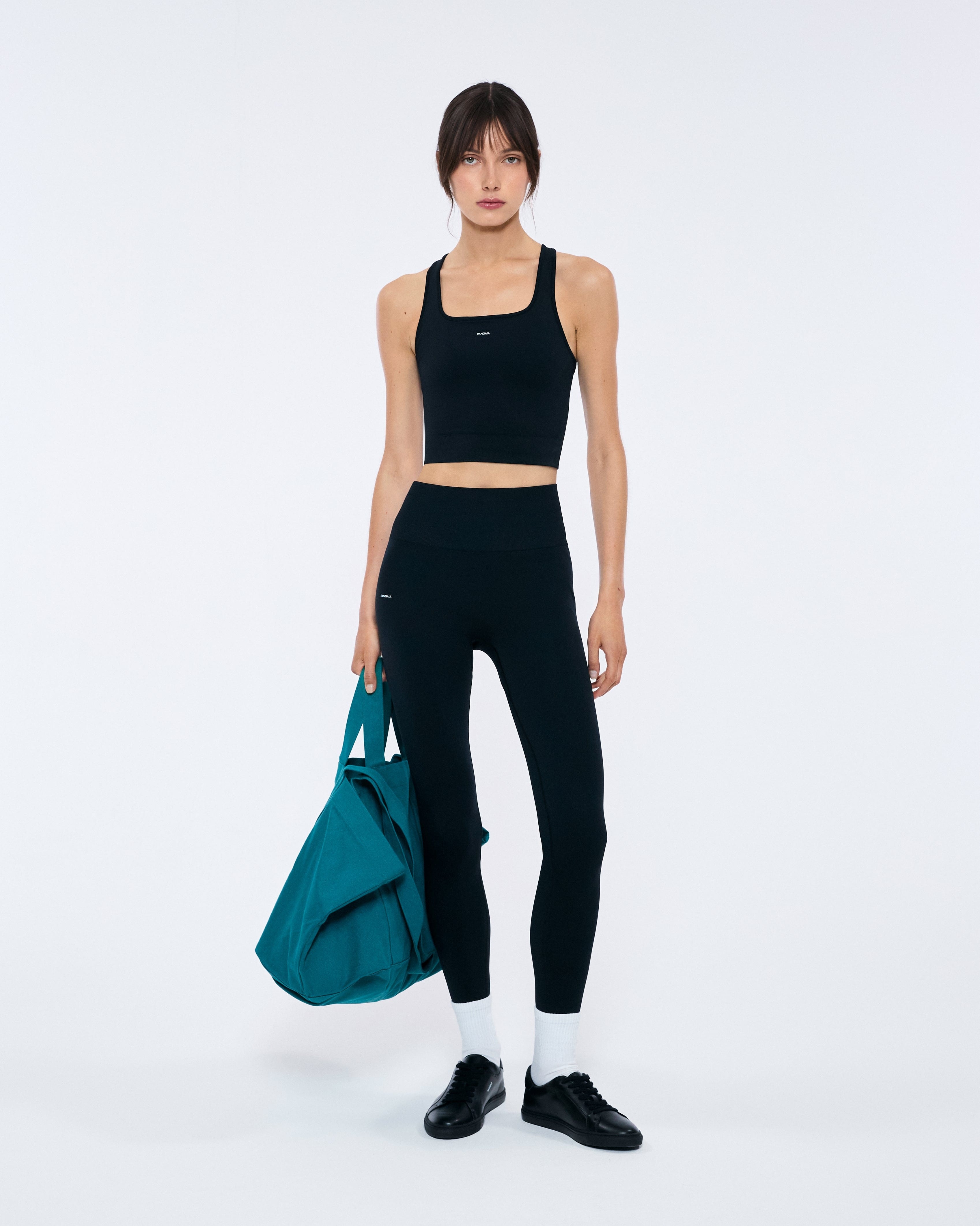 Womens Plant-Stretch Compressive Ribbed Tank Top - Black - 4