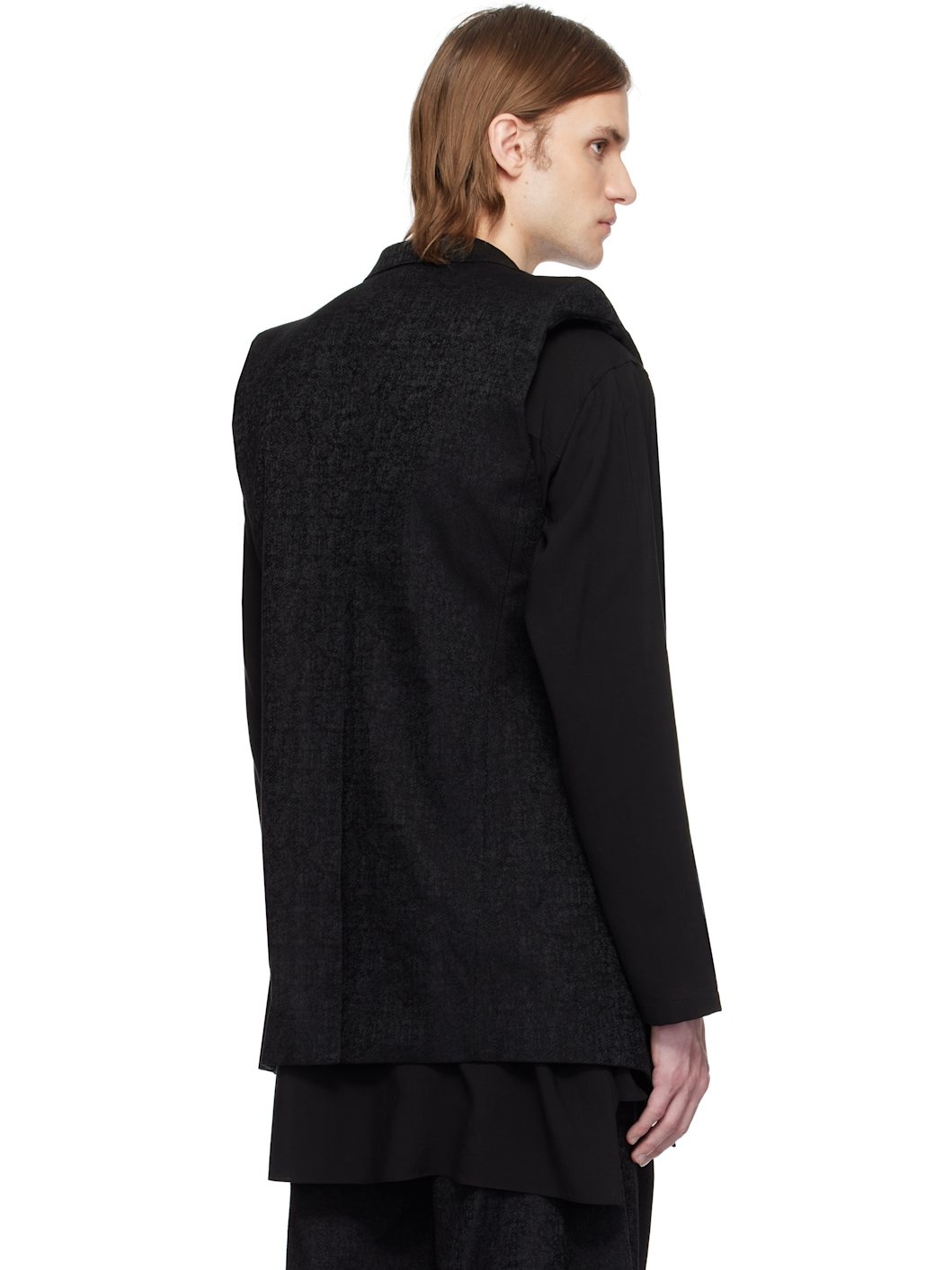 Black Herren Sleeveless Blazer - 3
