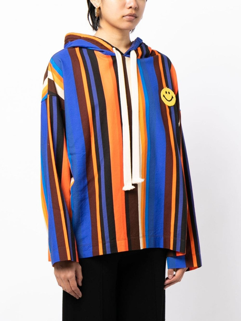 Smiley-patch cotton hoodie 3