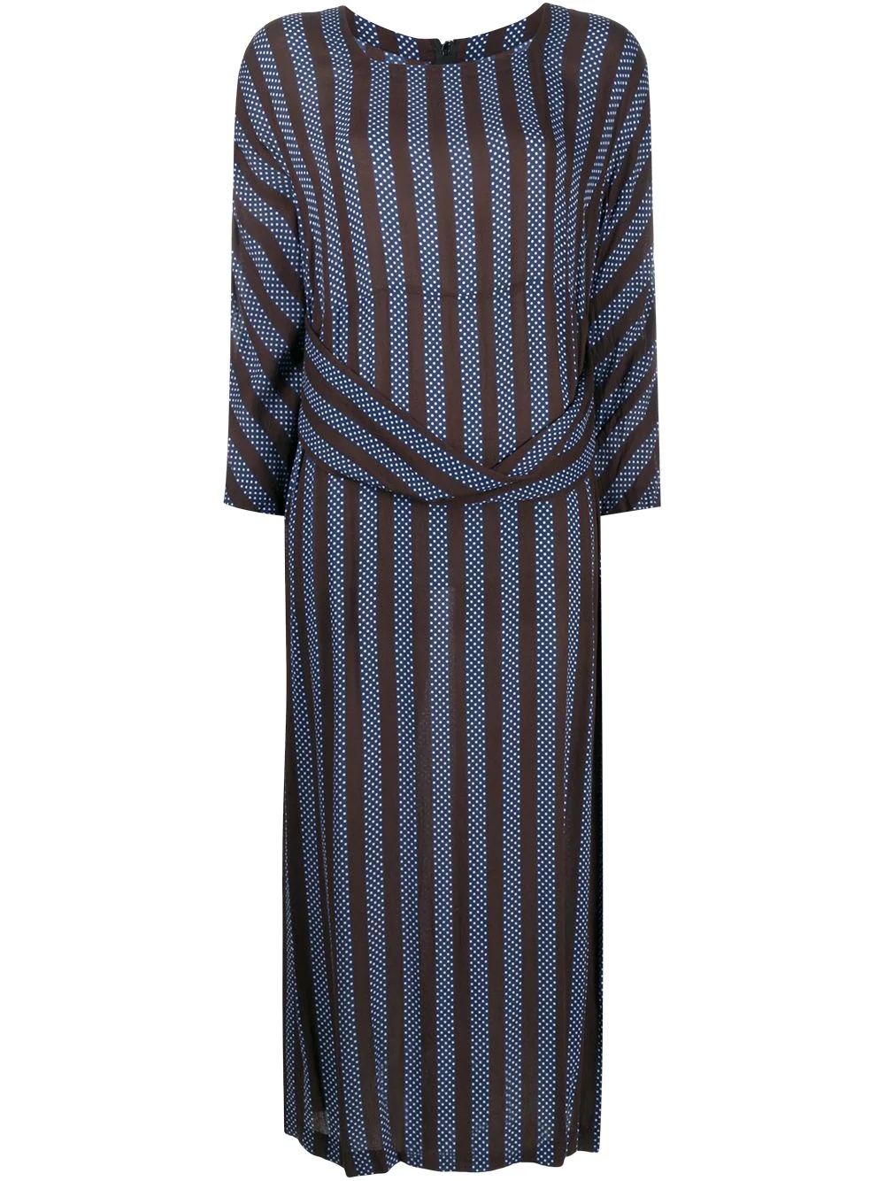 striped oversize belt dress - 1