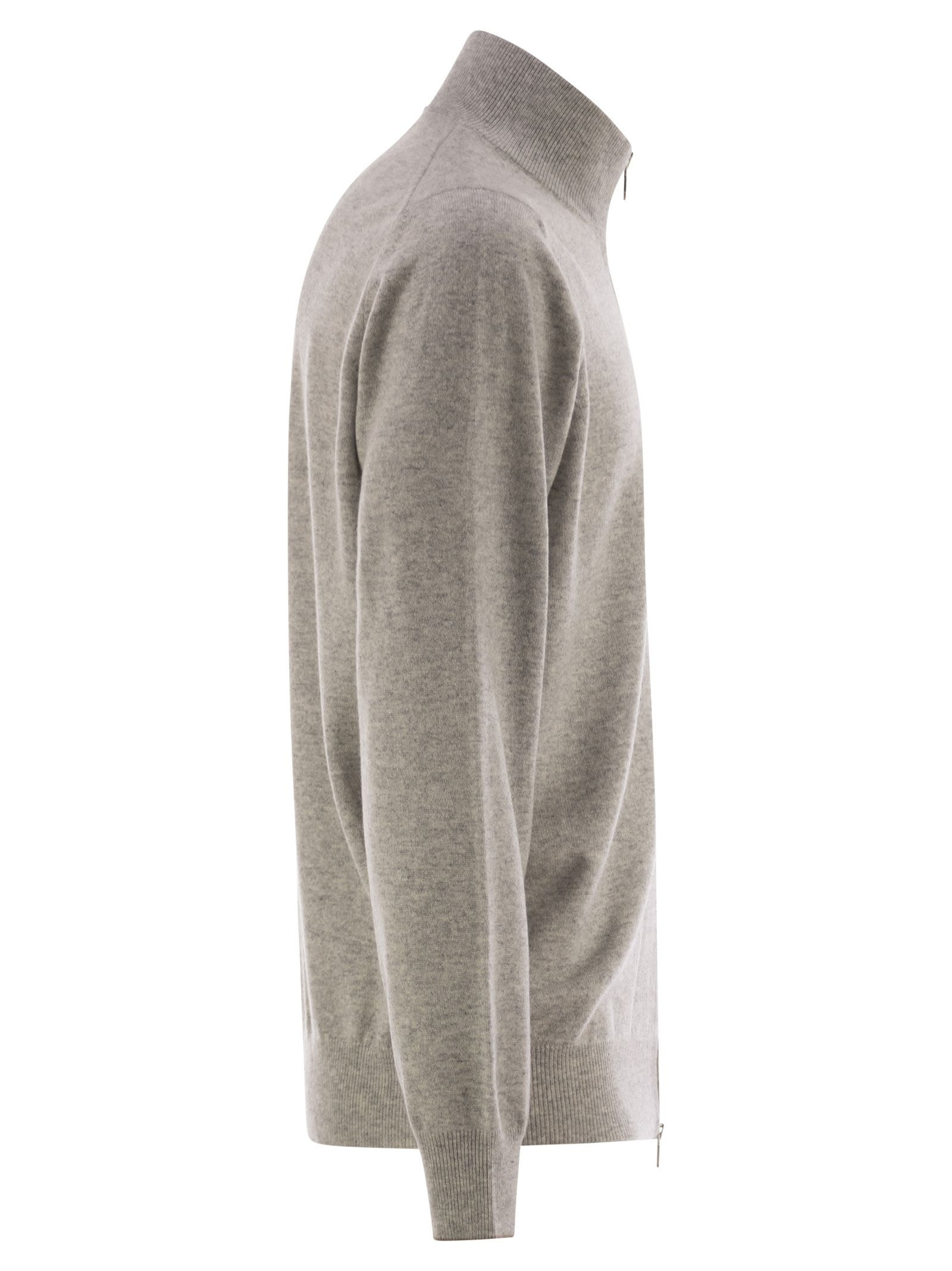 Brunello Cucinelli Men High-Necked Cashmere Cardigan With Zip - 3