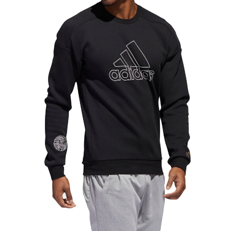 adidas Logo Printing Sports Pullover Black FU6222 - 6