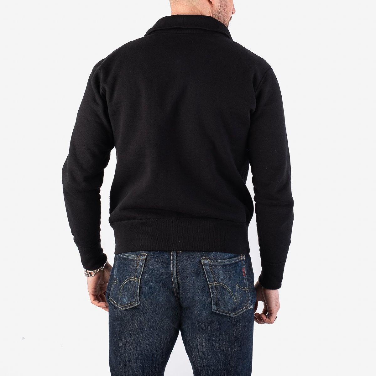 IHSW-60-BLK Printed 14oz Ultra Heavyweight Loopwheel Cotton Zip Up Sweater - Black - 3