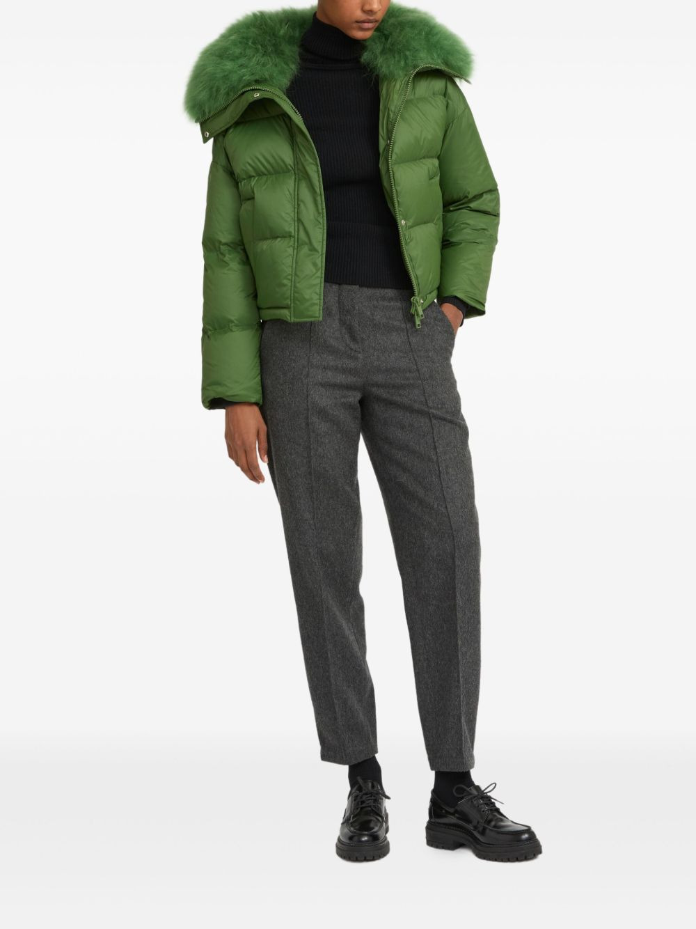 lambshearlking-trimmed puffer jacket - 2