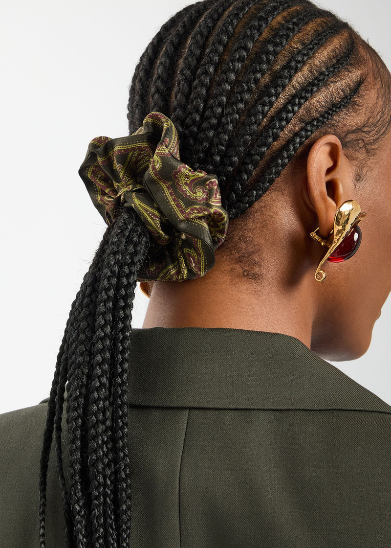 SAINT LAURENT Saint Laurent Paisley-print Silk Scrunchie outlook