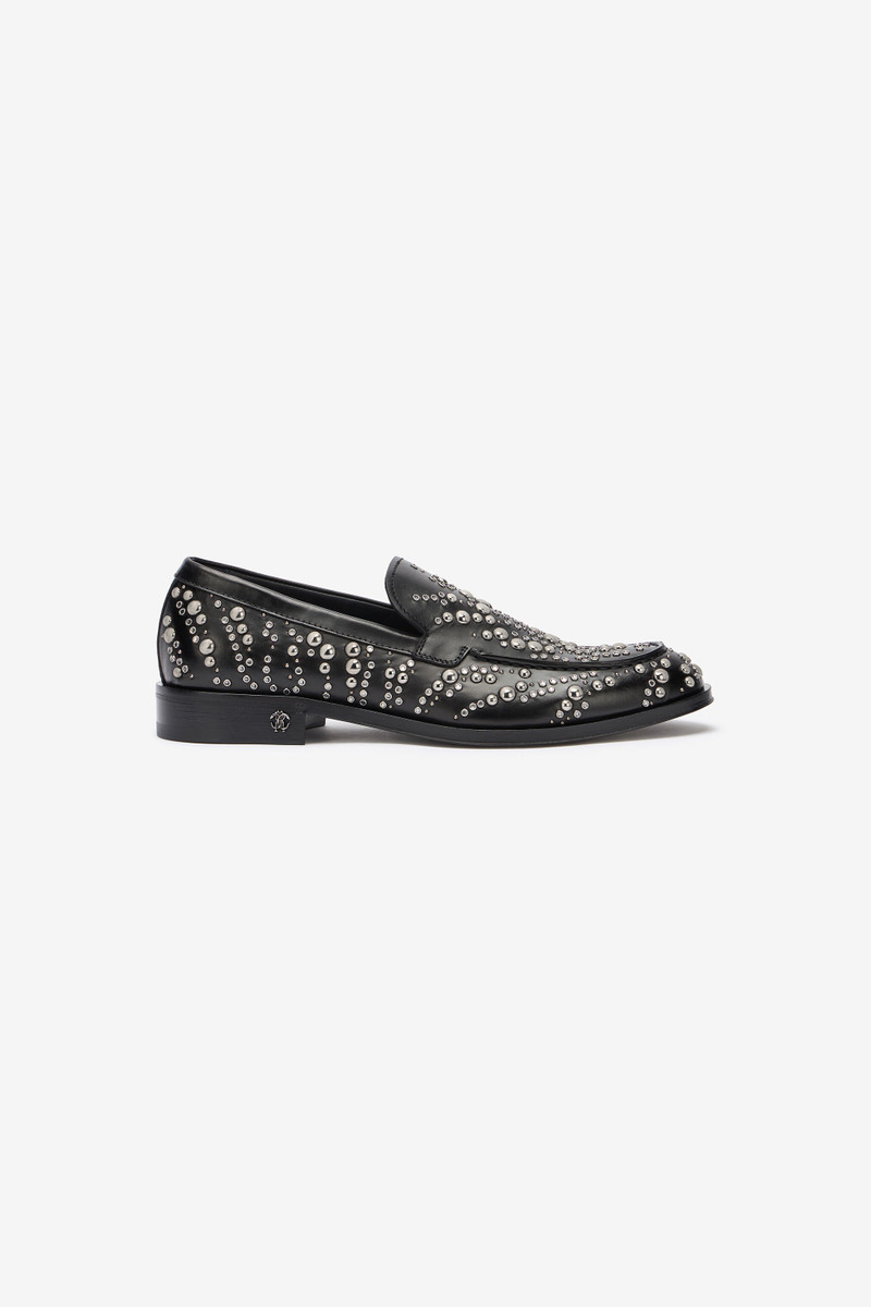 Leather Loafers With Studs And Rhinestones 1