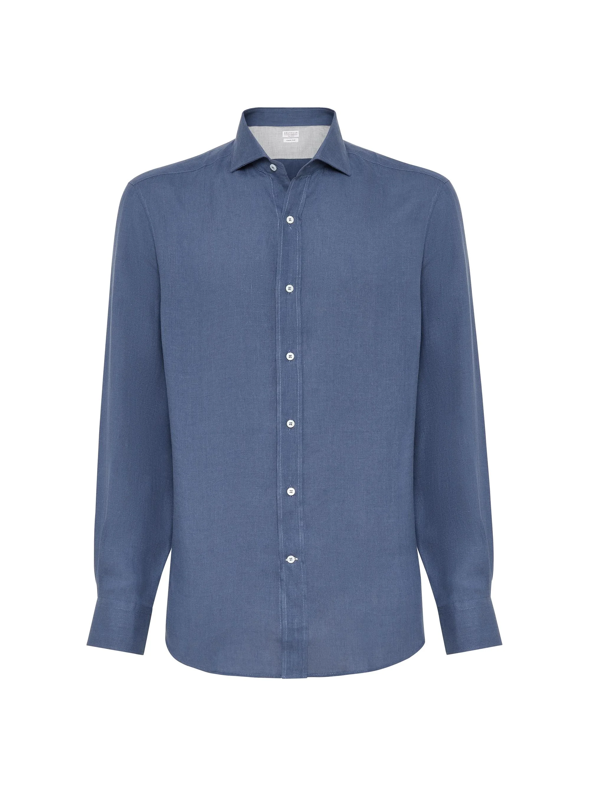 Men's Hemp Easy Fit Shirt with Spread Collar - Blue - 1