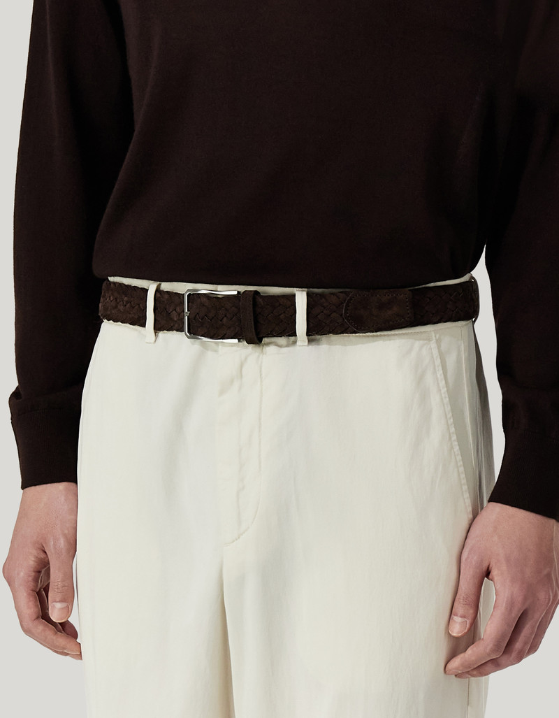 Canali DARK BROWN BRAIDED SUEDE BELT outlook